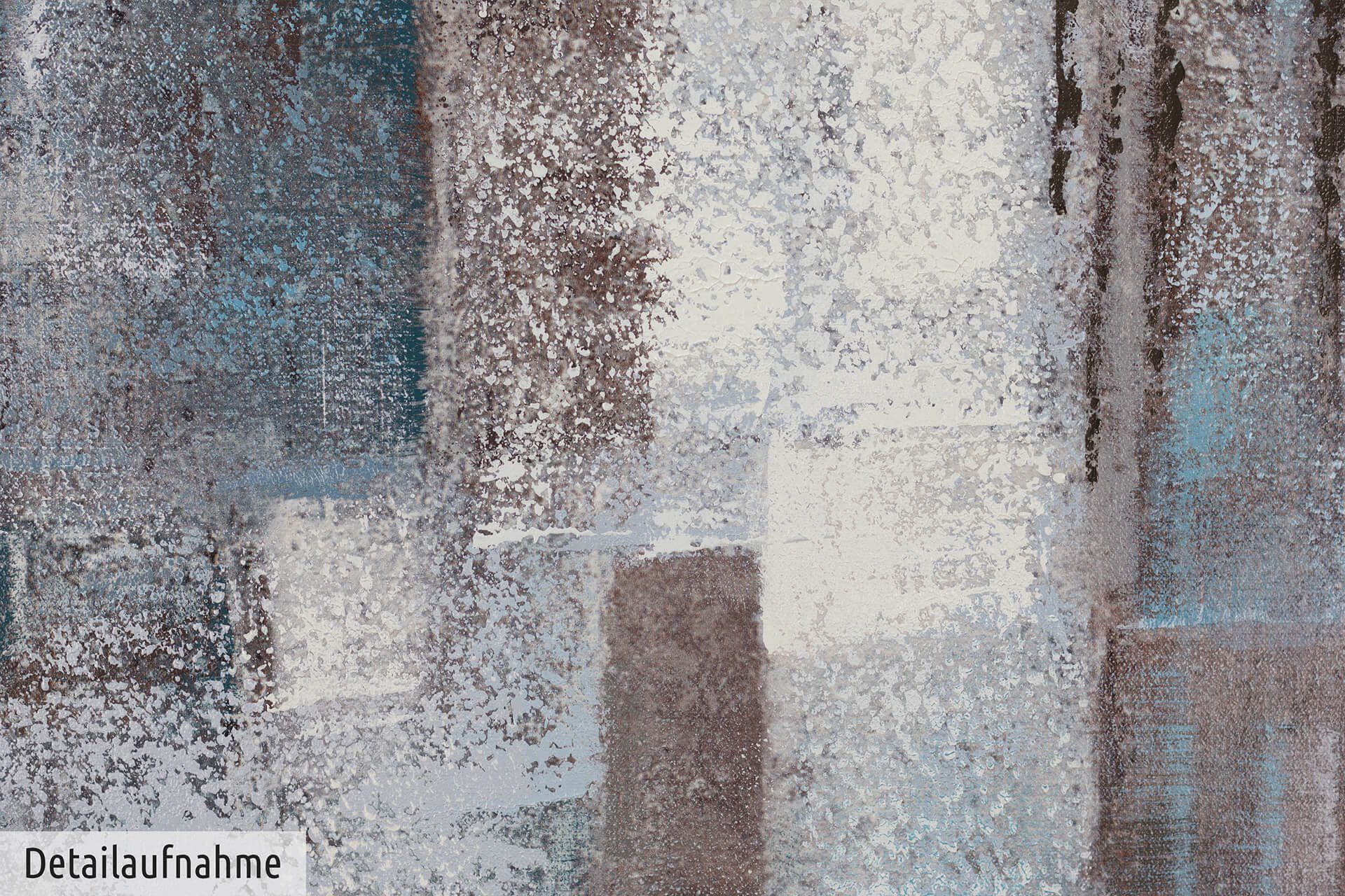 HANDGEMALT Wandbild 100% Gemälde Waterfall cm, of Wohnzimmer 80x120 KUNSTLOFT Leinwandbild Ice