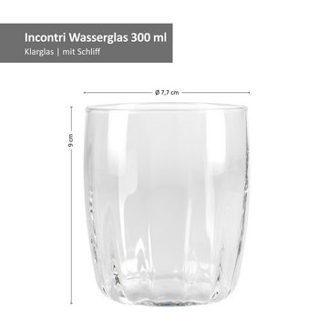 van Well Glas 4x Incontri Wasserglas I 300ml I Klarglas I Bormioli Rocco I Ø 7,7 cm, Glas