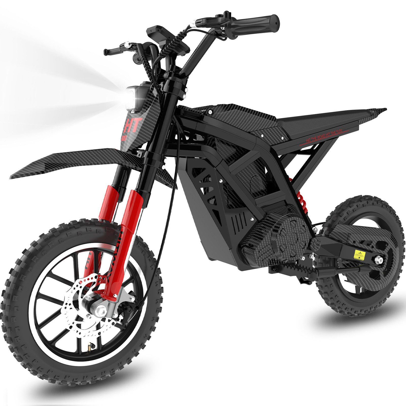 HITWAY Elektro-Kindermotorrad HT100, 36V 10,4Ah, 400W, 10/15/25 km/h, Reichweite 45 km, Belastbarkeit 70 kg, 14" Offroad-Reifen, Doppelbremsen, Doppeldämpfer, Aluminiumrahmen