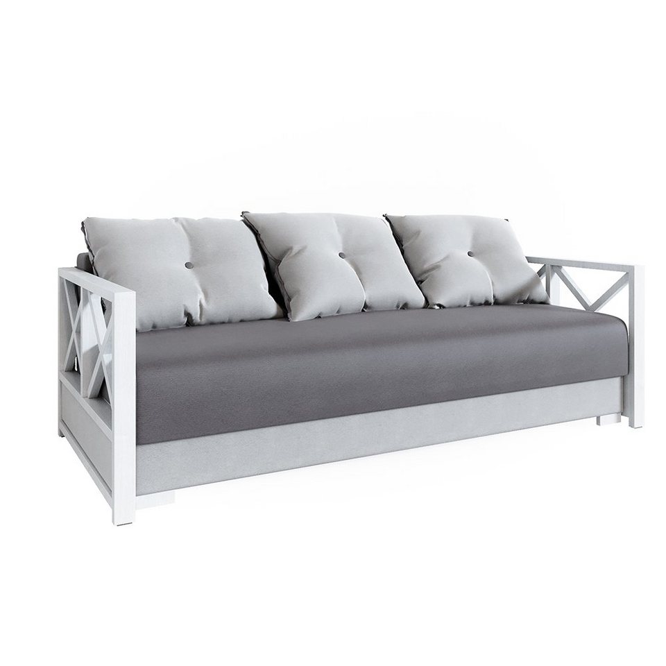 VitaliSpa® Schlafsofa »Schlafcouch mit Bettkasten Memphis Gästebett Schlaffunktion Taschenfederkern abnehmbare Bezüge«