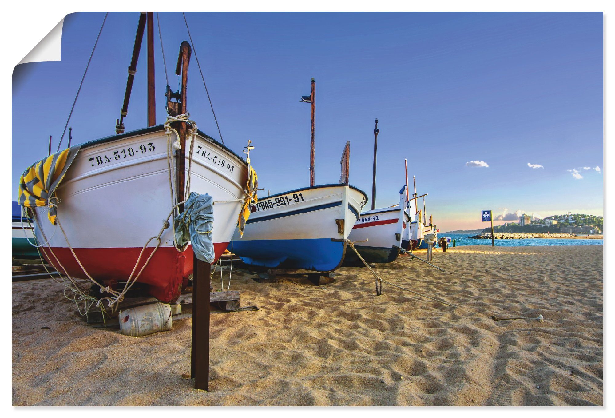 Artland Wandbild Fischerboote am Strand, Strand (1 St), als Alubild,  Leinwandbild, Wandaufkleber oder Poster in versch. Größen