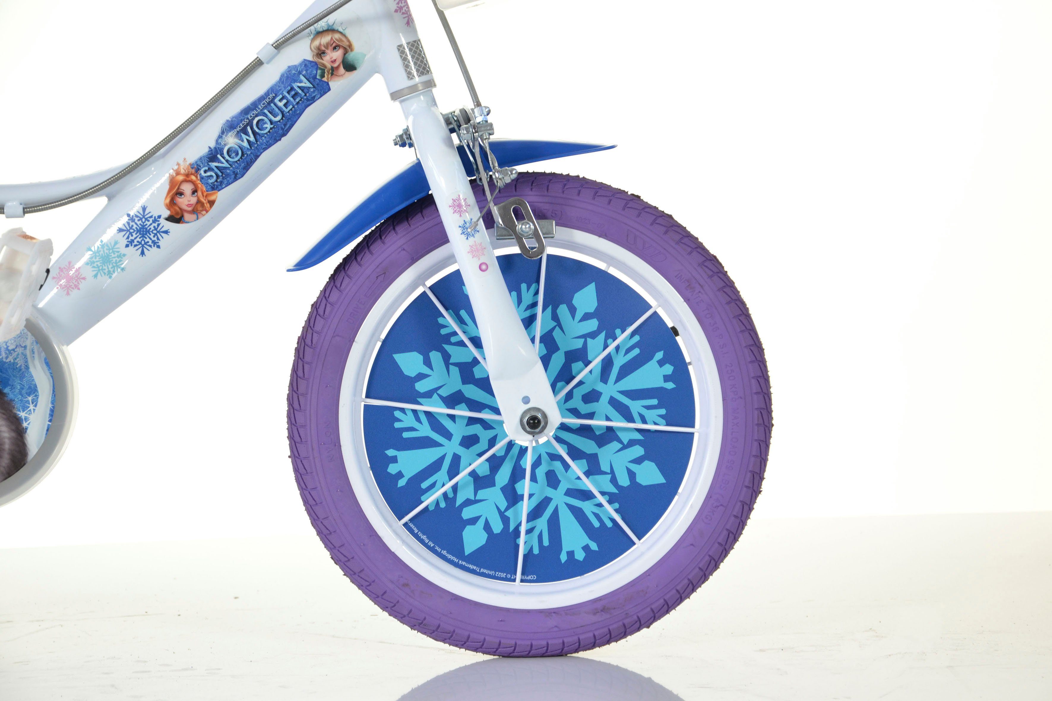 Dino Bikes Kinderfahrrad 16" Snowqueen Kinderfahrrad Mädchen stabiler Stahl-Rahmen Stützräder, 1 Gang, mit Stützrädern, Korb und Puppensitz