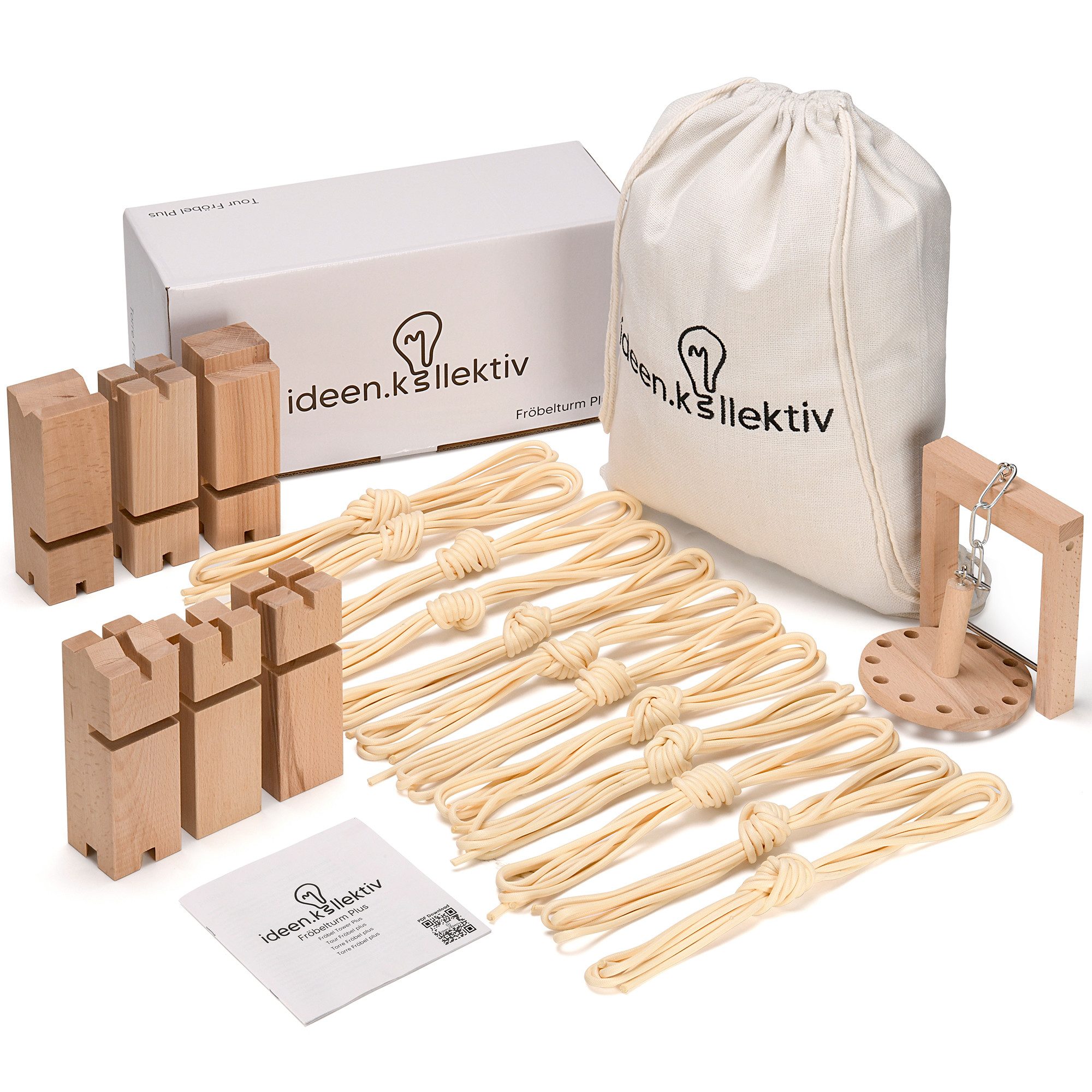 ideen.kollektiv Lernspielzeug Fröbelturm Plus – Premium Teambuilding Spiel für Fortgeschrittene, Fördert Kommunikation & Teamwork, für Gruppen und Events