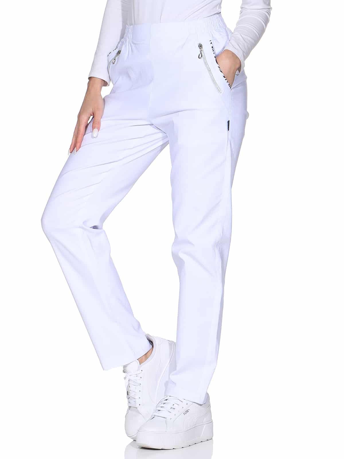 OriginalYou Schlupfhose Damen Stoffhose leichte Stretchhose Freizeithose mit elastischem Bund, farblich abgesetzte Taschen