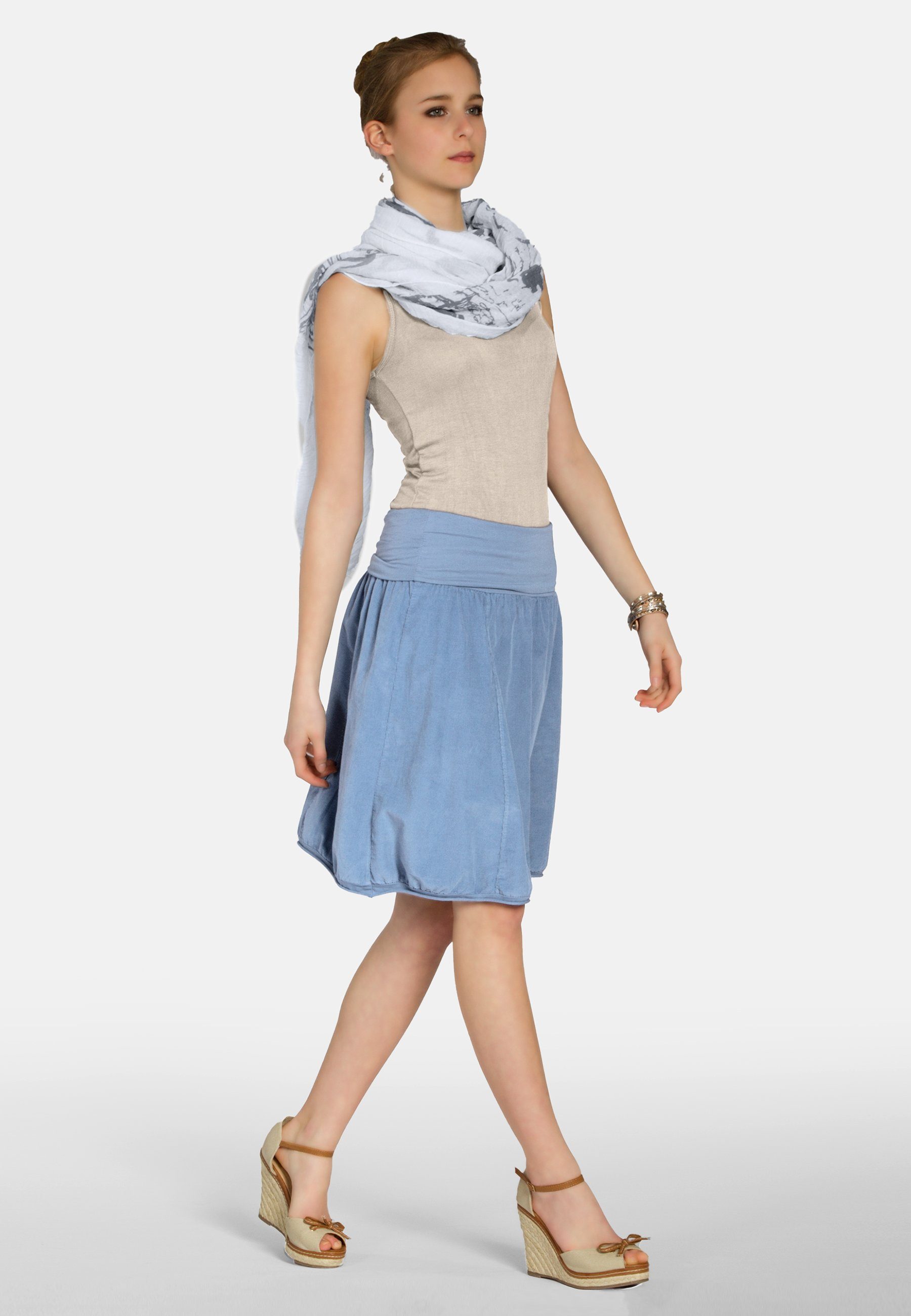 Caspar Faltenrock RO004 Damen Cord Rock knielang mit hohem elastischem Bund günstig online kaufen