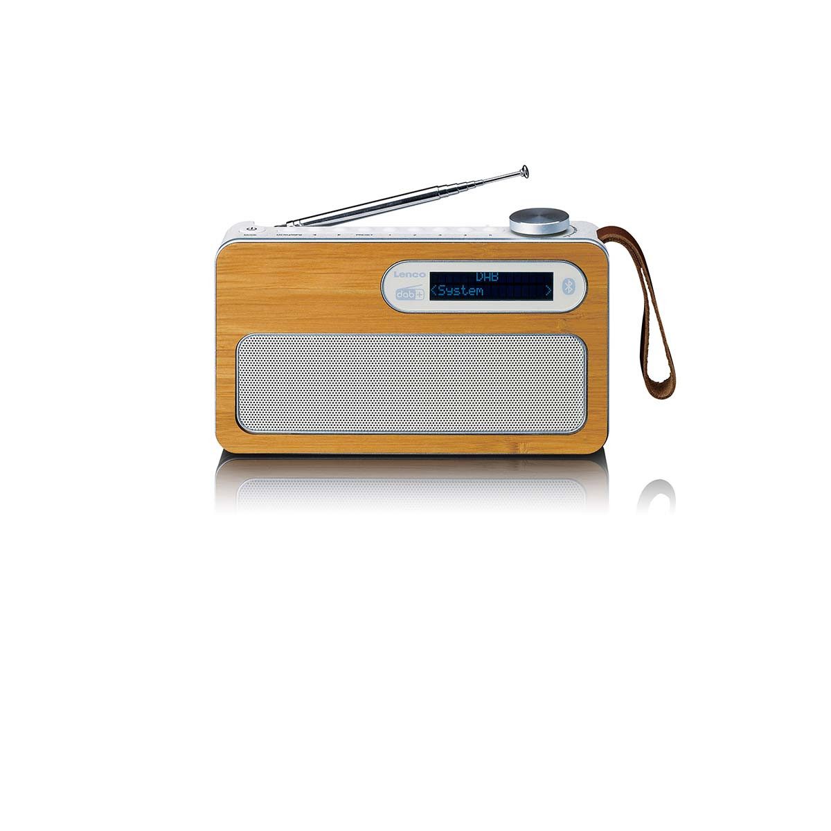 Lenco Tragbares DAB+ Radio mit Bluetooth Umweltfreundliches Bambusholz Radio (DAB+,FM, 3 W, Bluetooth 5.0 und 12-16 Stunden Akkulaufzeit im Bambus Design)