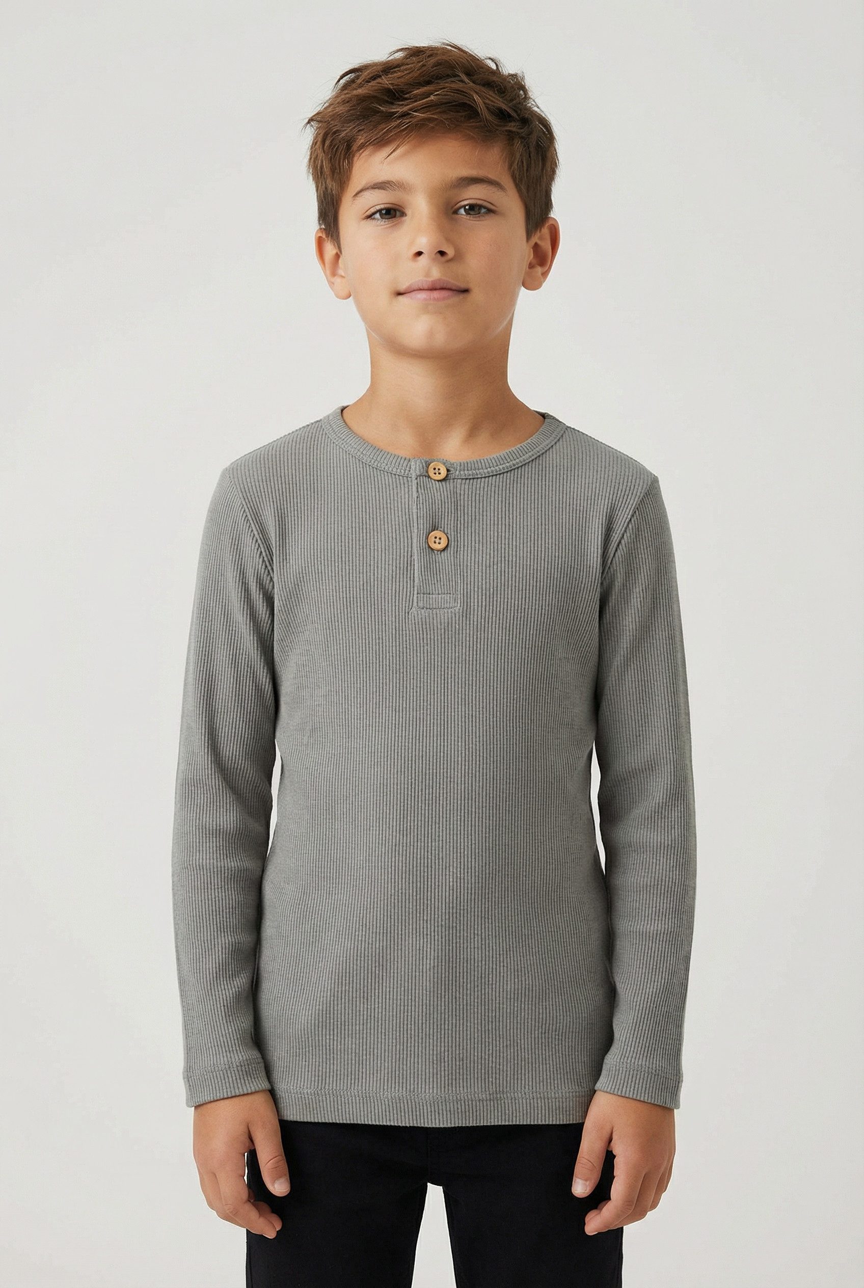 Name It Langarmshirt NMMKAB LS TOP NOOS Im Henley-Stil - mit kurzer Knopfleise, normal geschnitten