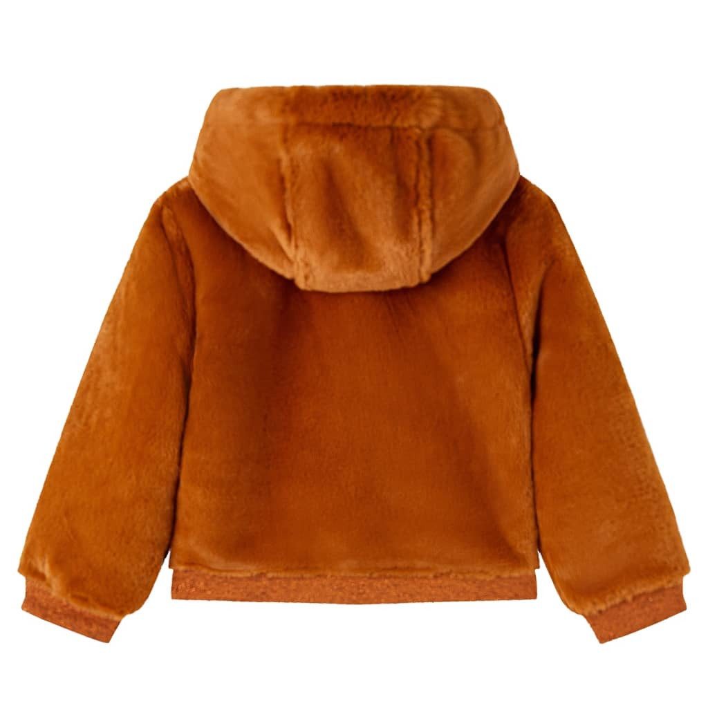 vidaXL Kapuzentop Kinder-Kapuzenjacke Kunstpelz Cognac 128