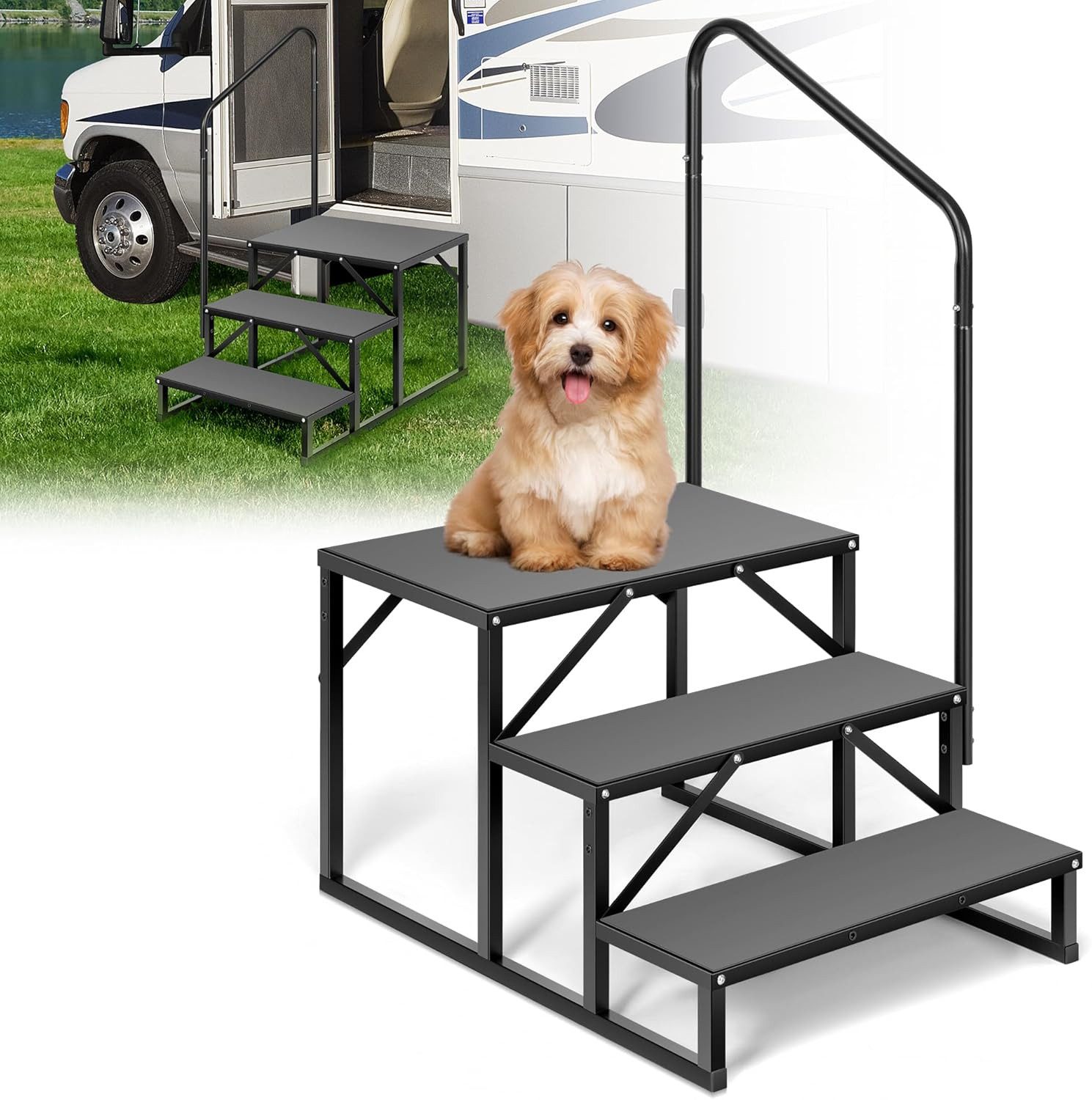 GarveeMore Treppenstufe RV Stufen, Schritte Mobile Home Leiter Tragbare Treppe