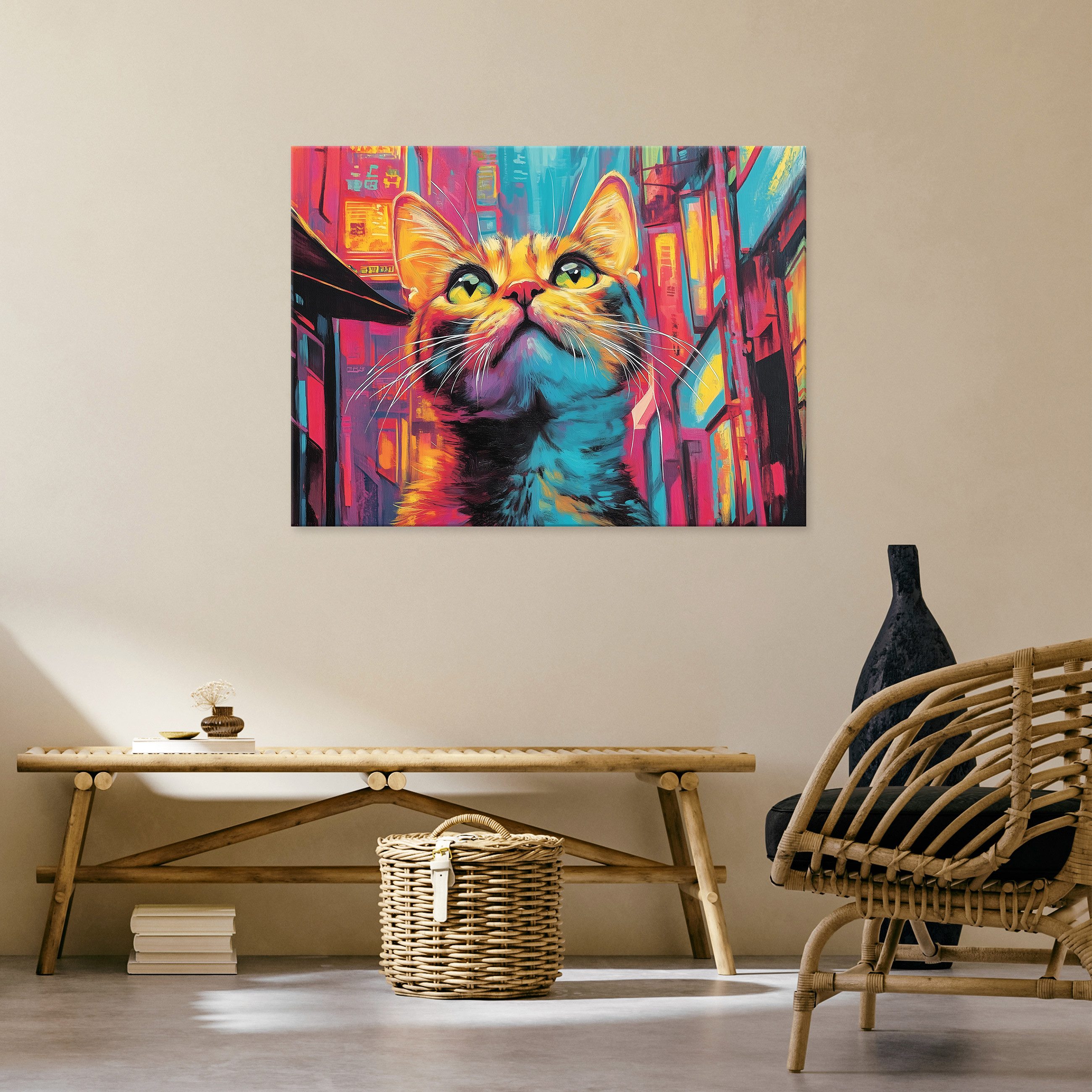 Wallarena Leinwandbild Katze Pop Art Tier Abstrakt Wandbilder XXL Wand Deko günstig online kaufen