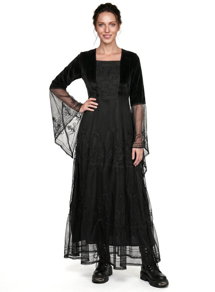 Metamorph Hexen-Kostüm Renaissancekleid mit Tüll schwarz, Hochwertige und authentische Mittelalterkleidung zu unschlagbar günst