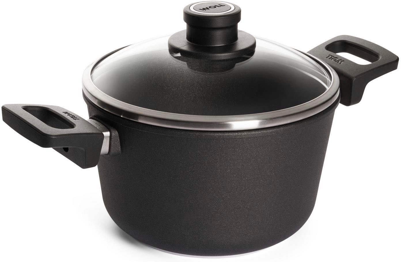 WOLL MADE IN GERMANY Topf-Set Nowo Titanium, Aluminiumguss (Set, 8-tlg., je 1 Kochtopf 20/24/28 cm, 1 Stielkasserolle 18 cm), Made in Germany