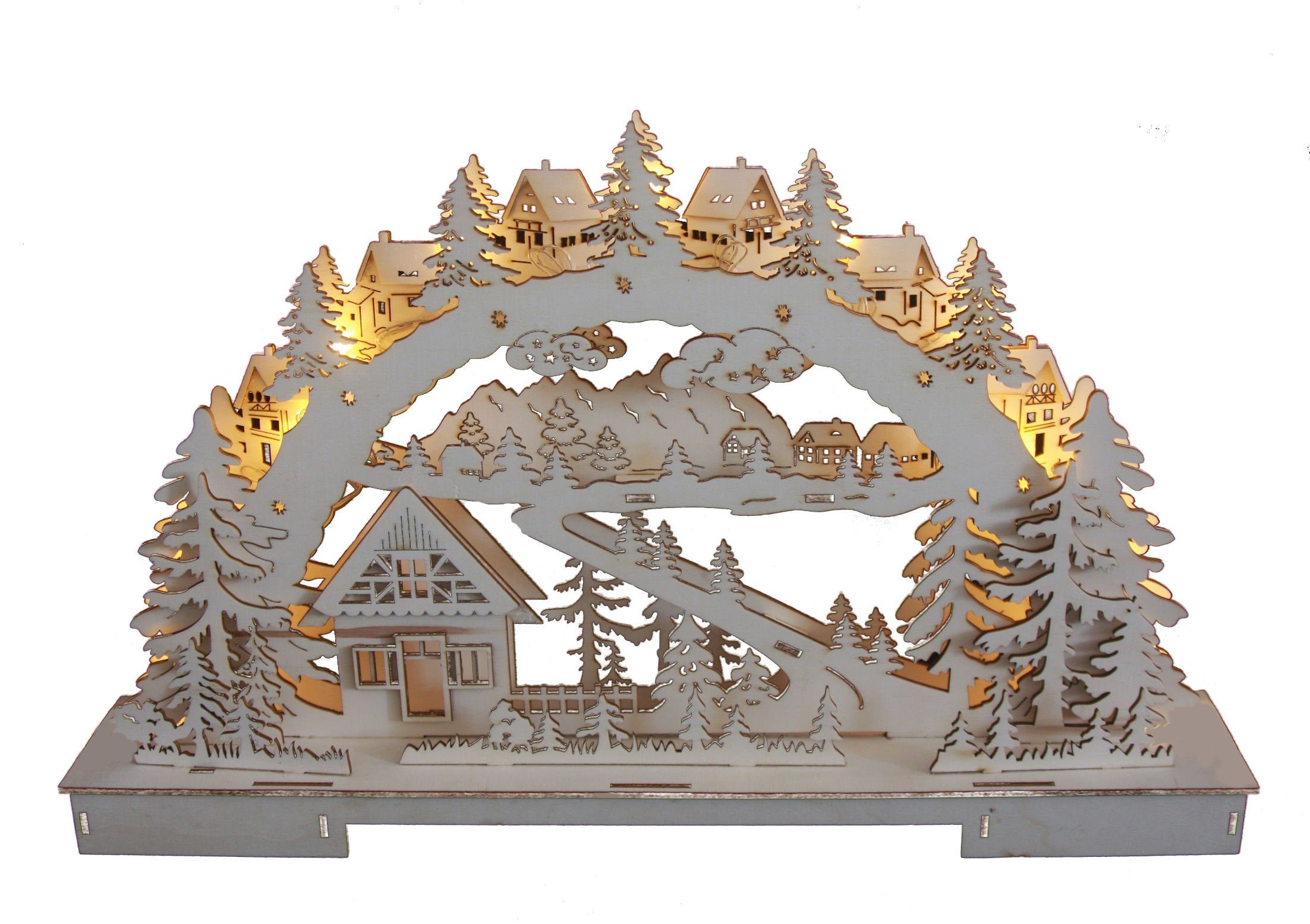Spetebo LED Schwibbogen »LED Lichterbogen Holzmotiv mit 11 LED« (1tlg), Holz, Weihnachten