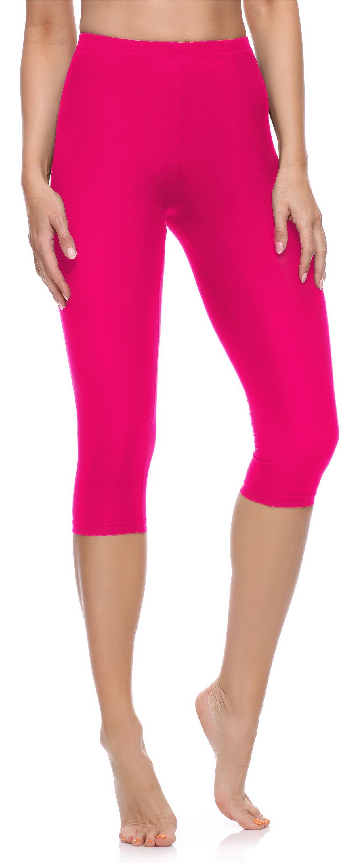 Merry Style Leggings Damen 3/4 Capri Leggings aus Baumwolle MS10-199 (1-tlg) elastischer Bund Amaranth