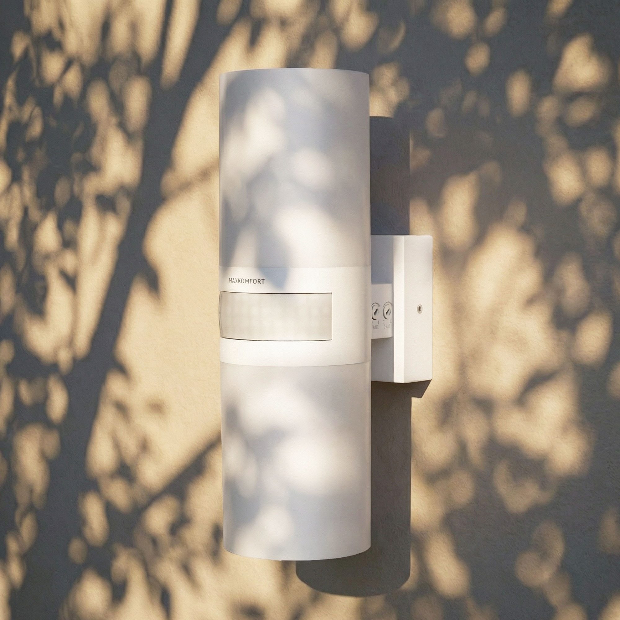 Maxkomfort LED Außen-Wandleuchte mit Bewegungsmelder - schwarz/weiß, 20W, 4000K Neutralweiß, IP65 Außen, LED fest integriert, Außenlampe Wand - Hauswand, Terrasse, Eingangsbereich & Garage