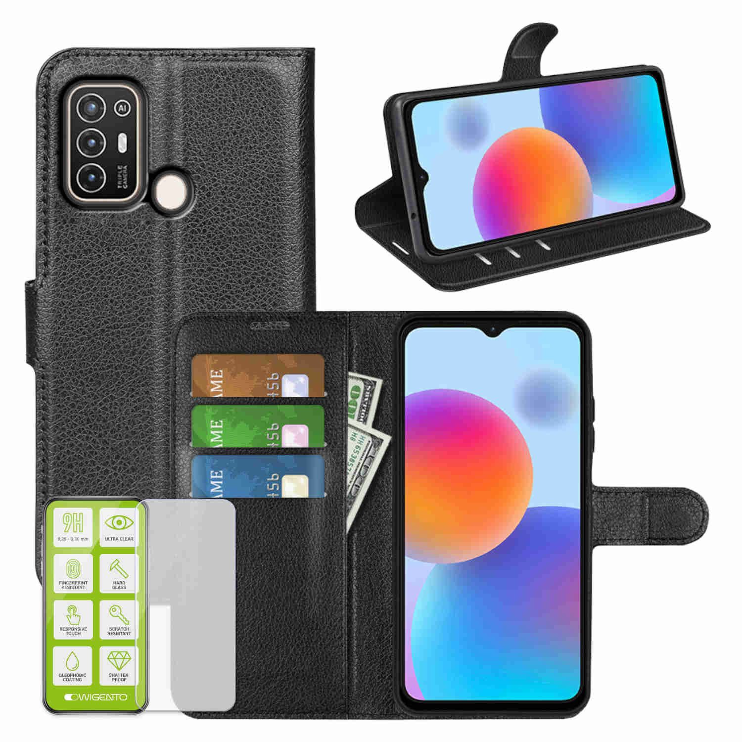 Wigento Handyhülle Für ZTE Blade A53 Handy Tasche Wallet Hülle Case Cover Schutz Etuis