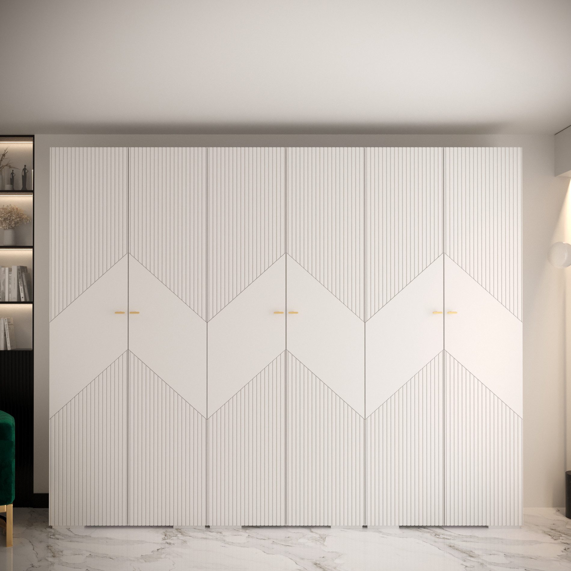 ABIKS MÖBEL Drehtürenschrank MANHATTAN RYFEL 2 Schlafzimmerschrank mit Kleiderstange und Regalen
