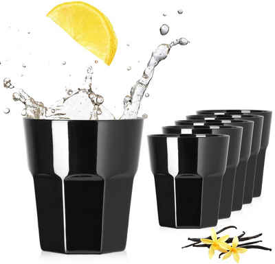 PLATINUX Glas »Schwarze Wassergläser«, Glas, Set 6 Teilig 210ml (max.290ml) Trinkgläser Allzweckglas Saftglas Pokal stapelbar