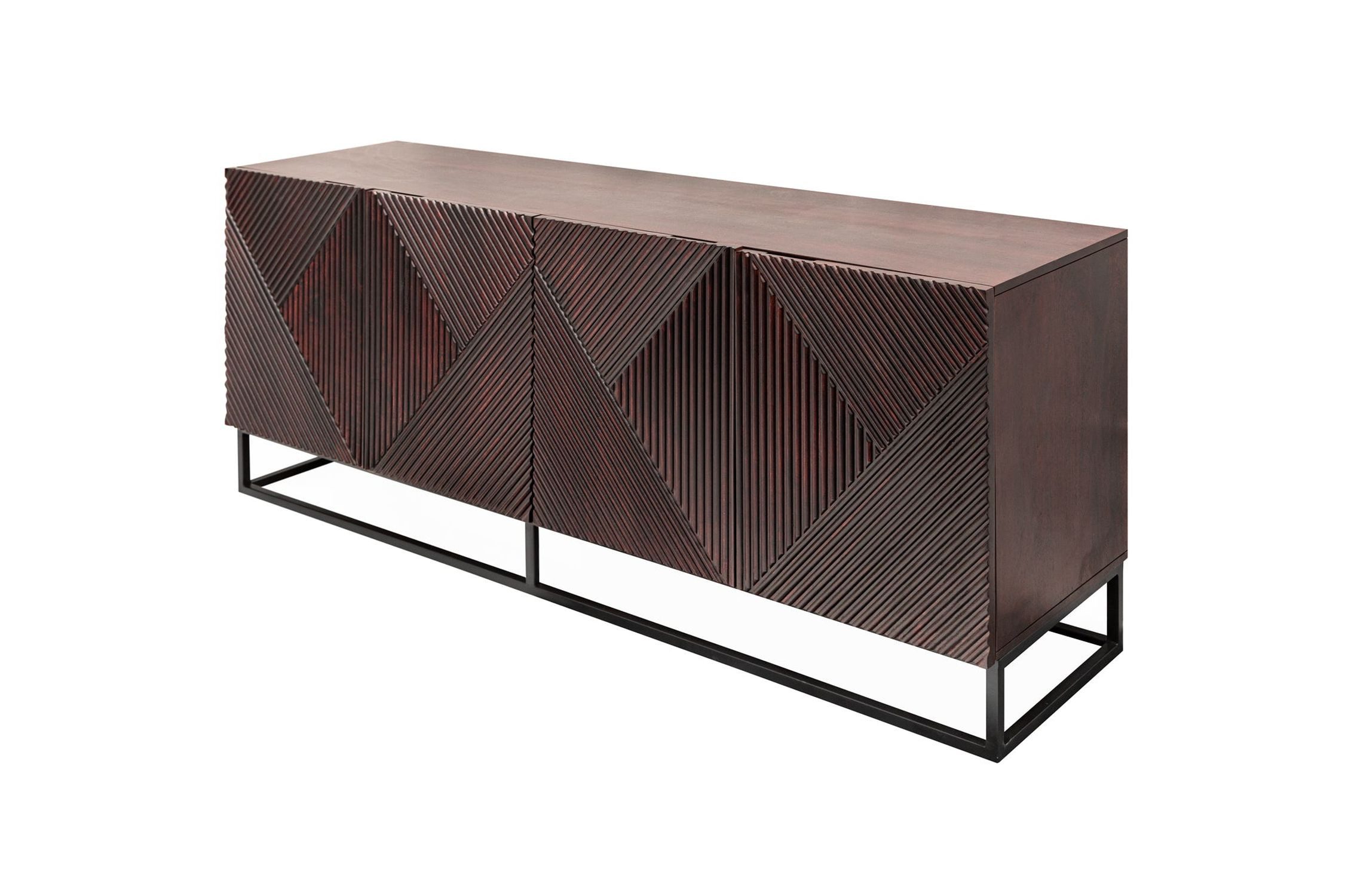 Licht-Erlebnisse Kommode EGAE, Mangoholz Metall 177 cm breit Dunkelbraun Schwarz