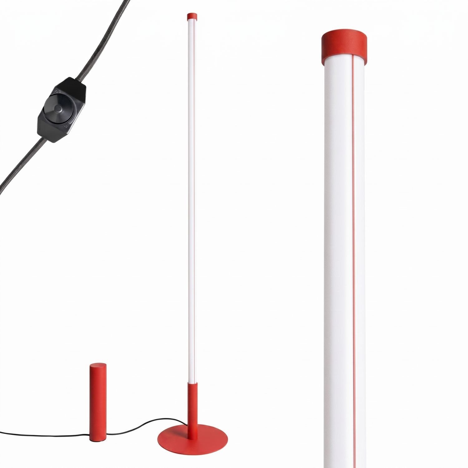 Licht-Erlebnisse Stehlampe ORSAY, LED fest integriert, Warmweiß, Metall LED mit Dimmer 150 cm Rot rund 3000 K 5157 lm Modern