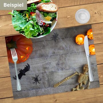 Platzset, Tischsets I Platzsets - Halloween - Skelett und Kürbis, Tischsetmacher, (aus Naturpapier in Aufbewahrungsmappe, 12-St., 44 x 32 cm / orange-schwarz), Made in Germany