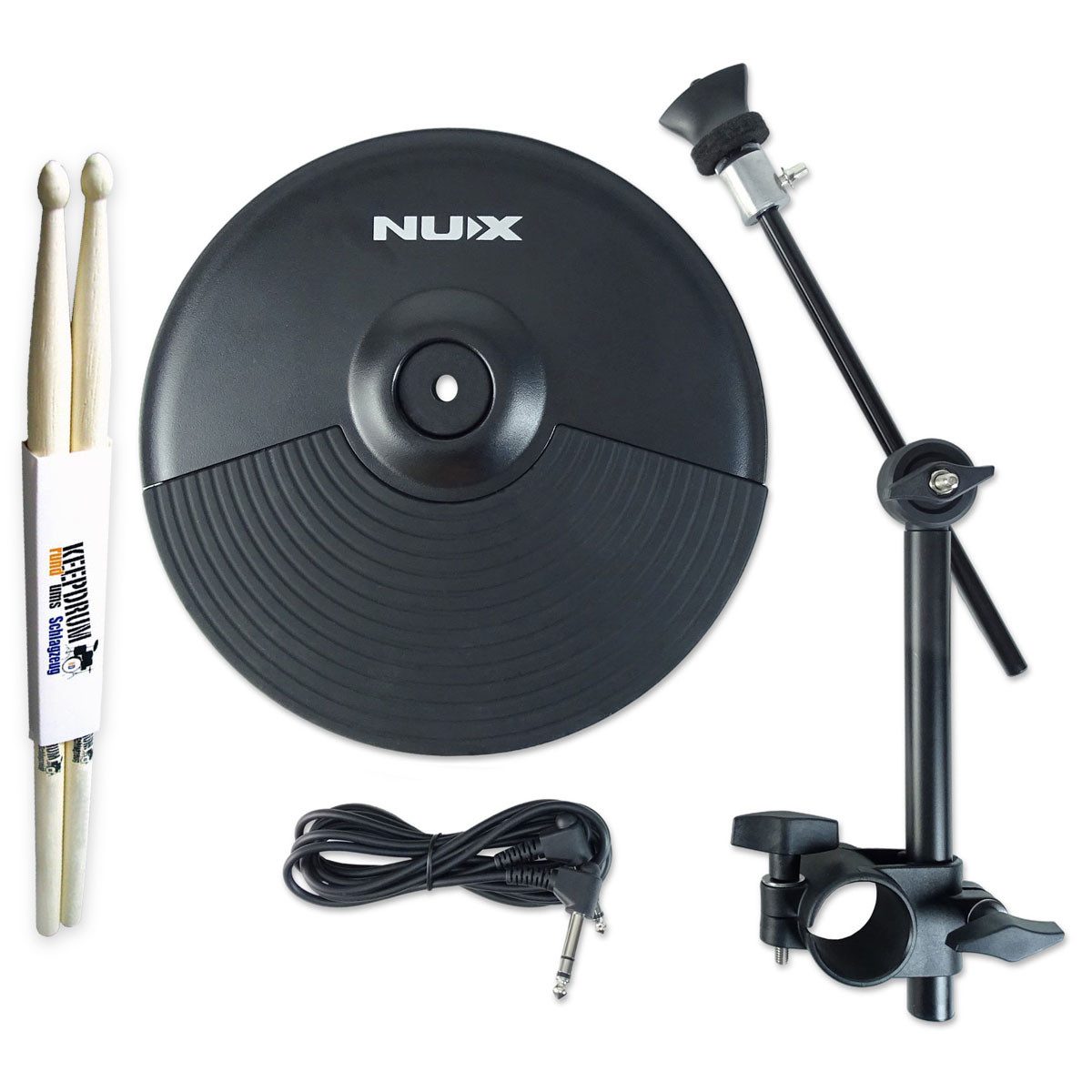 Nux E-Drum Nux Becken-Set DM210 E-Drum Becken-Pad 10 Zoll mit Drumsticks,Becken-Pad, Vorteils-Set mit Drumsticks