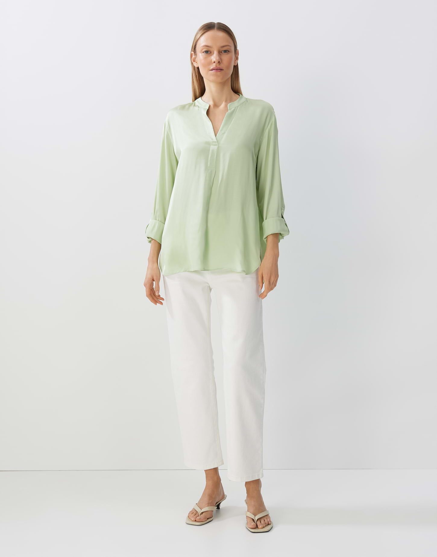 someday Langarmbluse Satinbluse ZELISSA Loose aus nachhaltiger Viskose