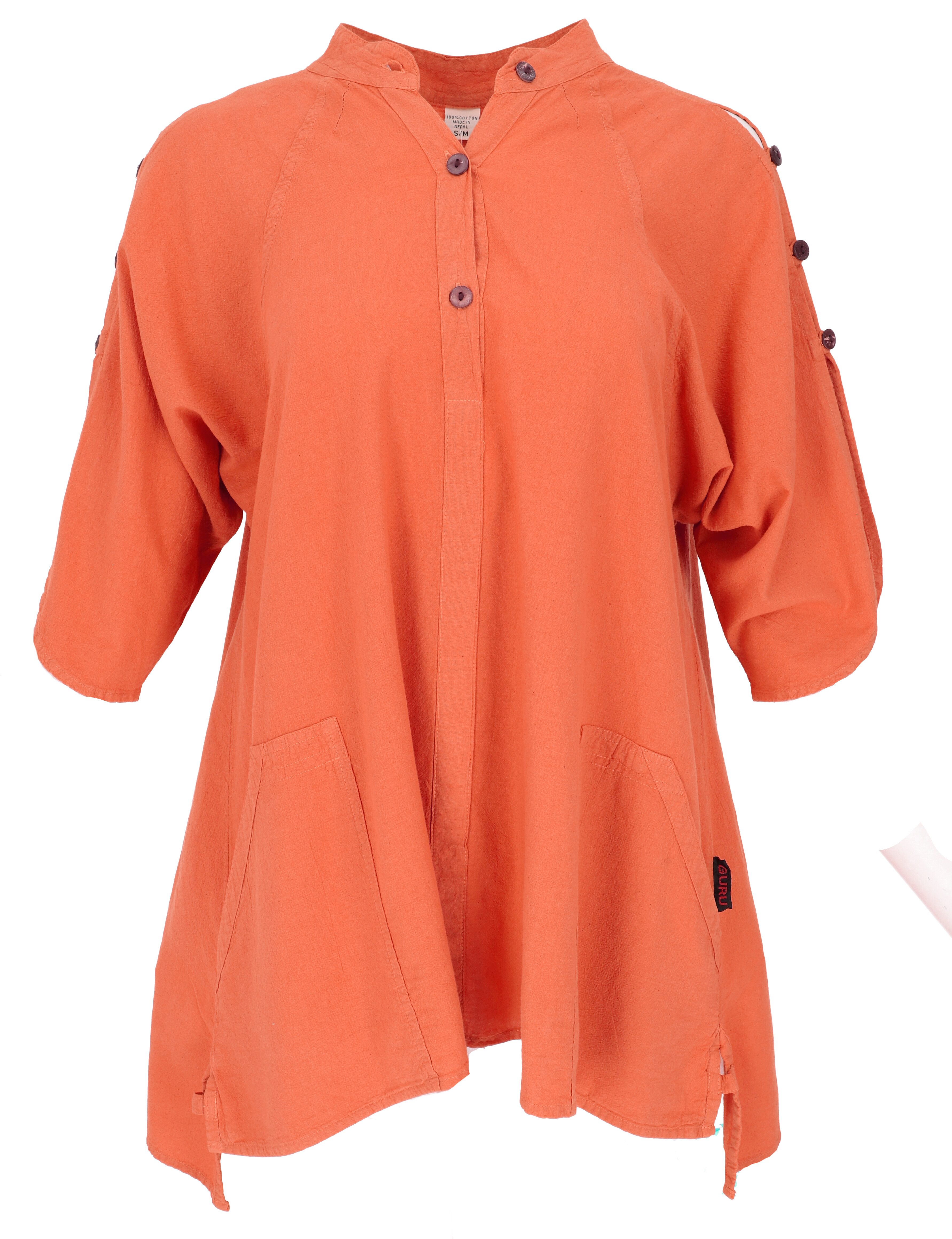 Guru-Shop Longbluse Bequeme Baumwoll-Tunikabluse mit Kokosknöpfen,.. günstig online kaufen