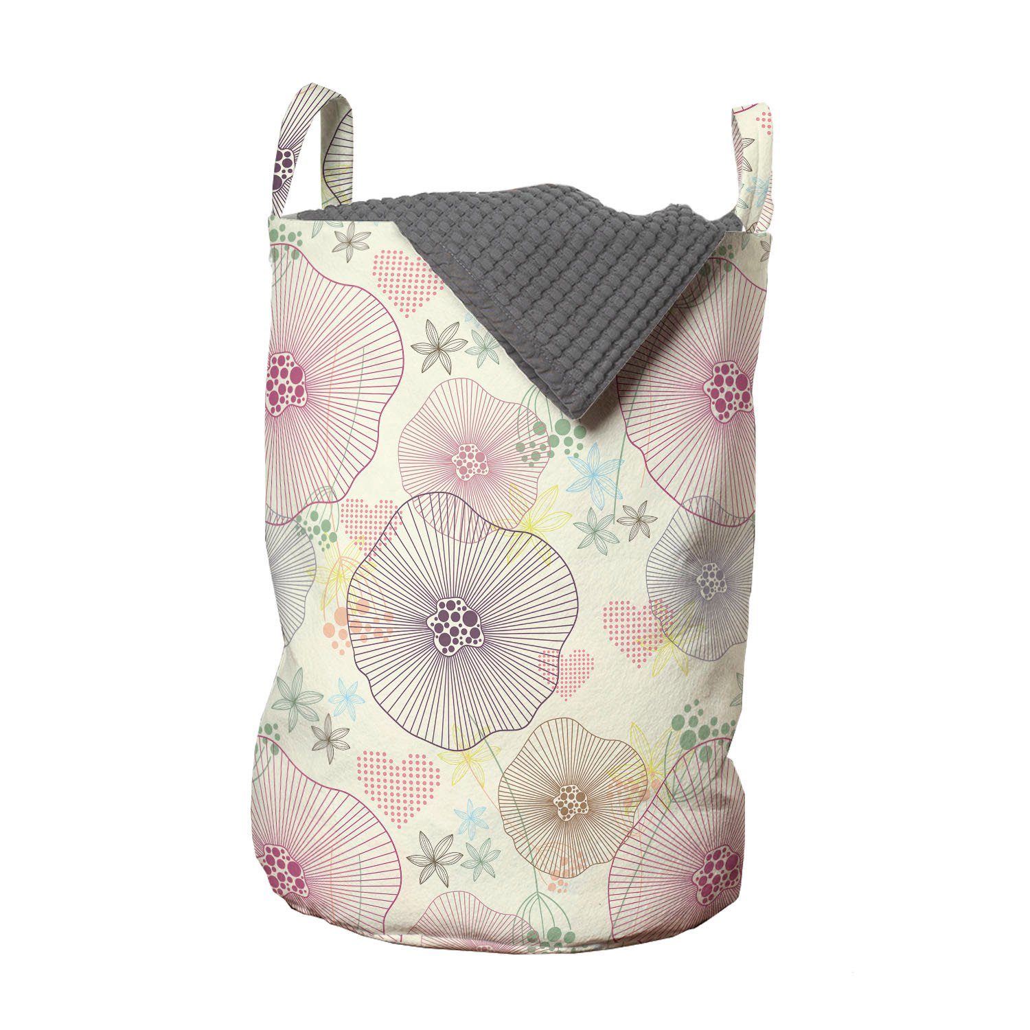 Abakuhaus Wäschesäckchen Wäschekorb mit Griffen Kordelzugverschluss für Waschsalons, Blumen Geometrische Petals Dots