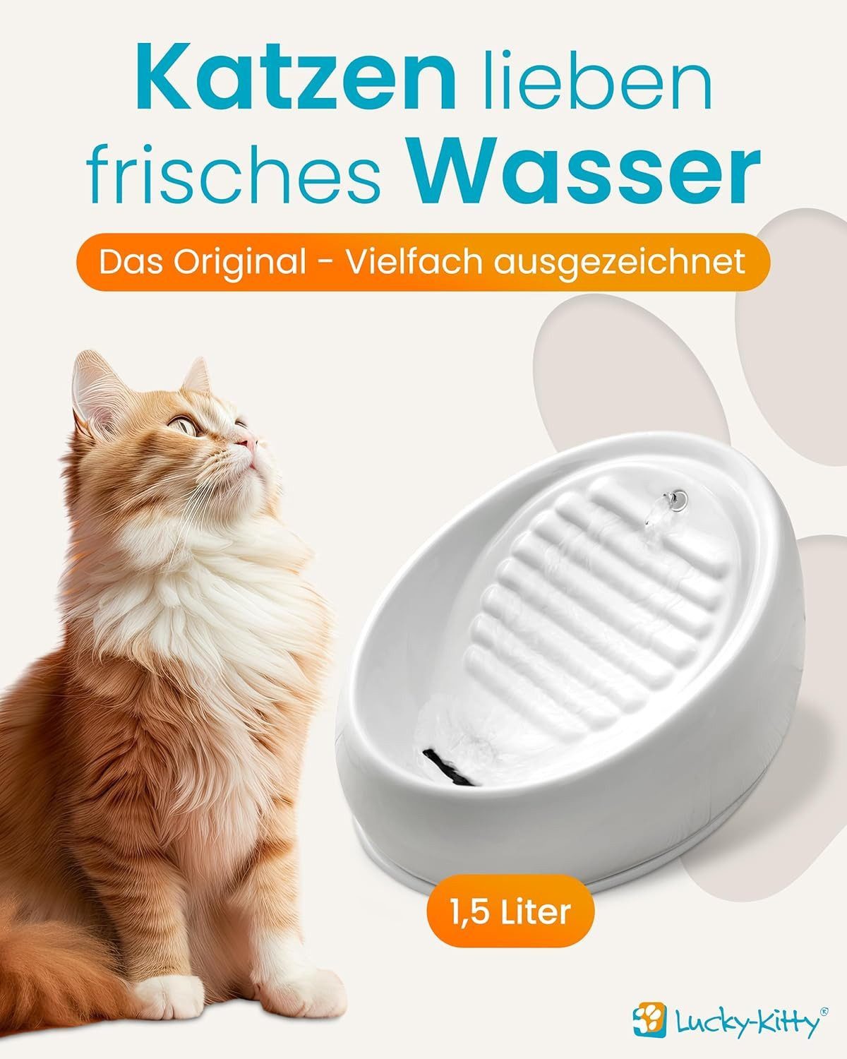 Lucky-Kitty Trinkbrunnen 1,5L Trinknapf aus Keramik günstig online kaufen
