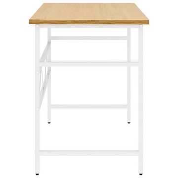 furnicato Schreibtisch Computertisch Weiß und Eiche Hell 105x55x72 cm MDF und Metall