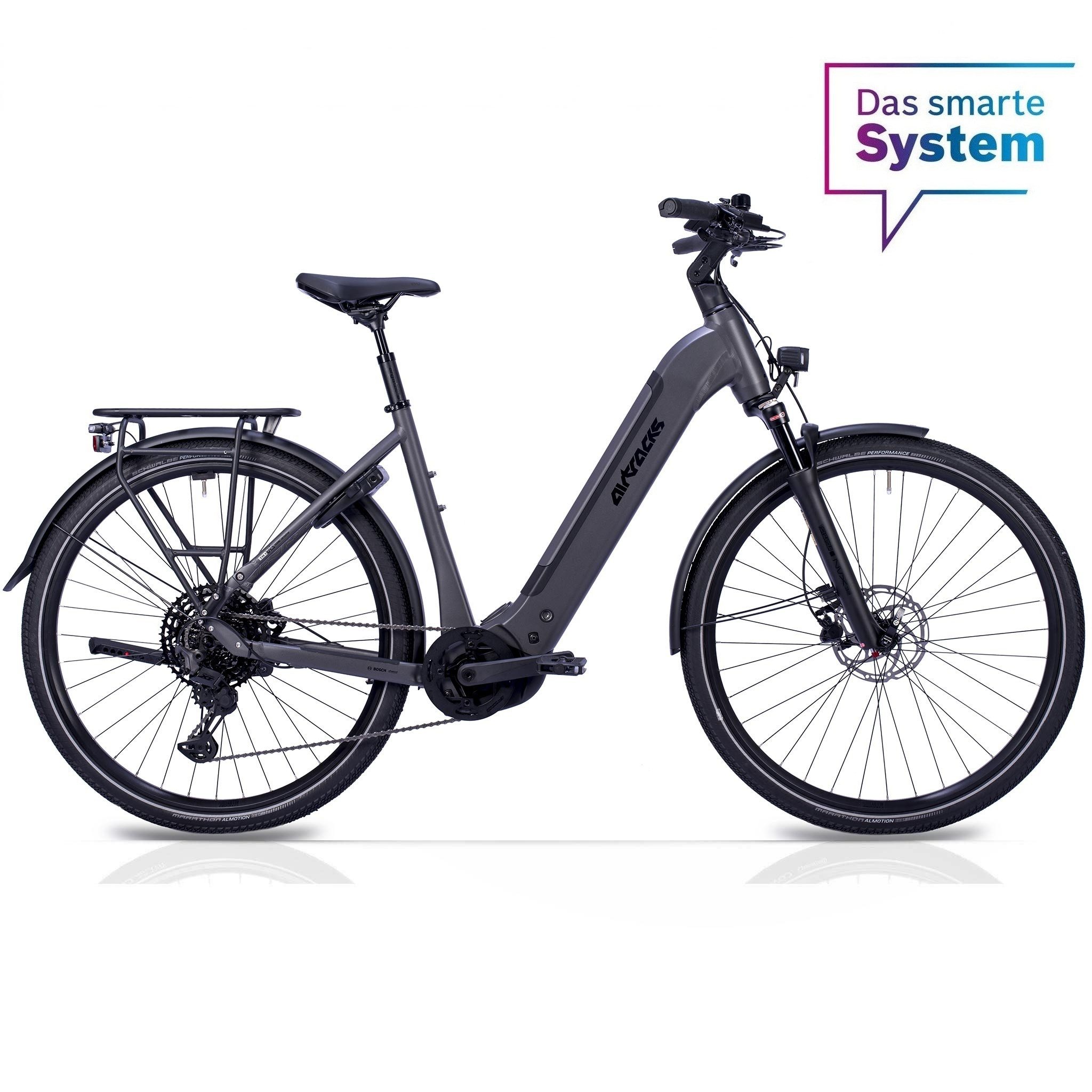 Airtracks E-Bike Trekkingrad Damen E-Bike Trekking Fahrrad LS Wave TERRA TR1 BOSCH PX, 11 Gang Shimano Deore XT RD-M8130 SGS, 11-fach Schaltwerk, Kettenschaltung, Mittelmotor, 800 Wh, WAVE Trekking Bike Tiefeinsteiger Low Step 45 50 55 cm