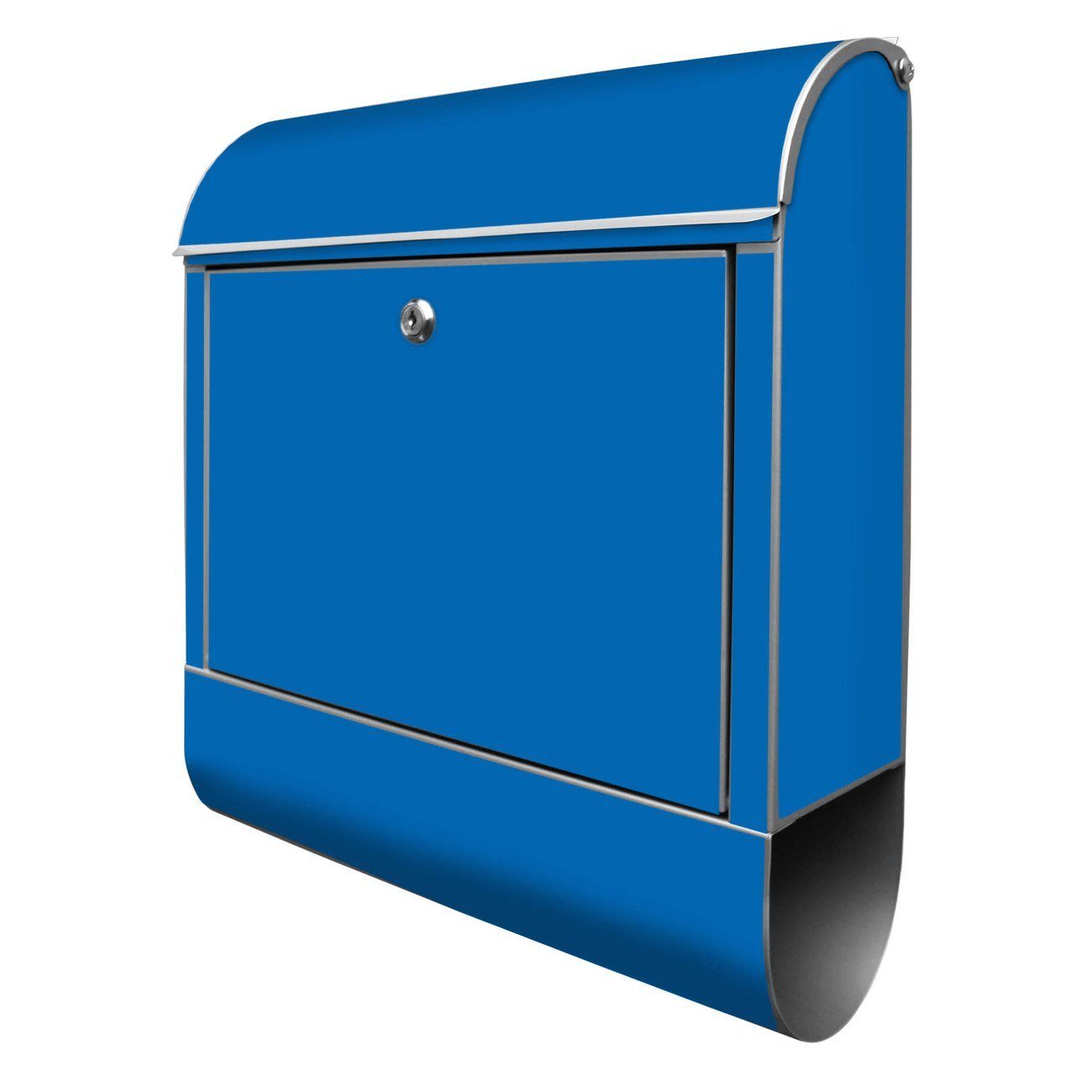 witterungsbeständig, 39 mit banjado Zeitungsfach), Wandbriefkasten x 47 Stahl x 14cm (Wandbriefkasten pulverbeschichtet, Signalblau silberfarben