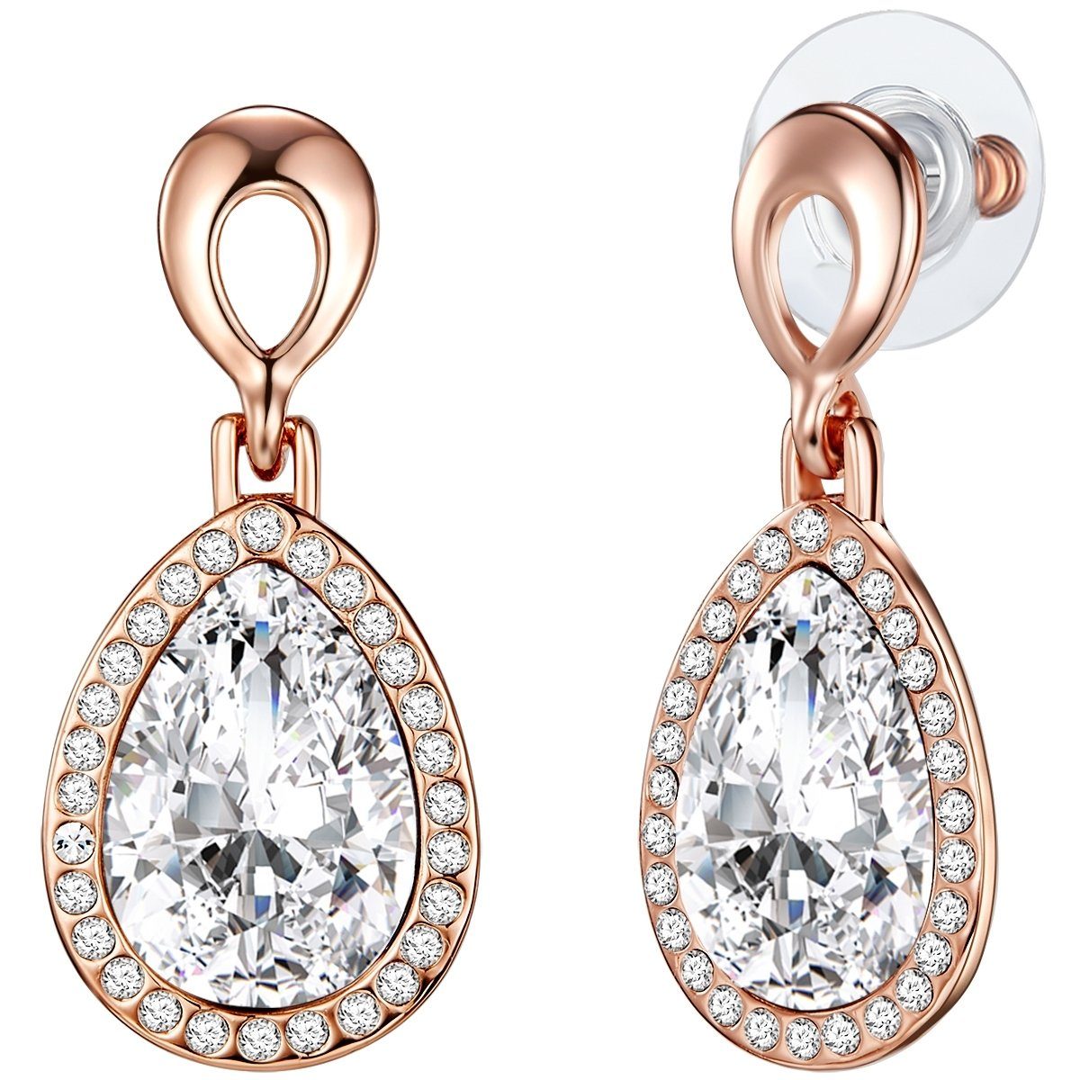 Lulu & Jane Paar Ohrhänger roségold, mit Glas