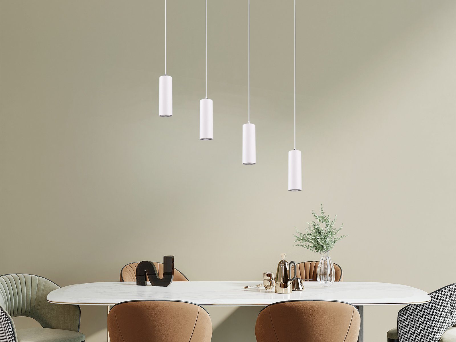 meineWunschleuchte LED Pendelleuchte, Dimmfunktion, LED wechselbar, Warmweiß, modern, mehrflammig hängend über Kochinsel & Kücheninsel, Breite 75cm