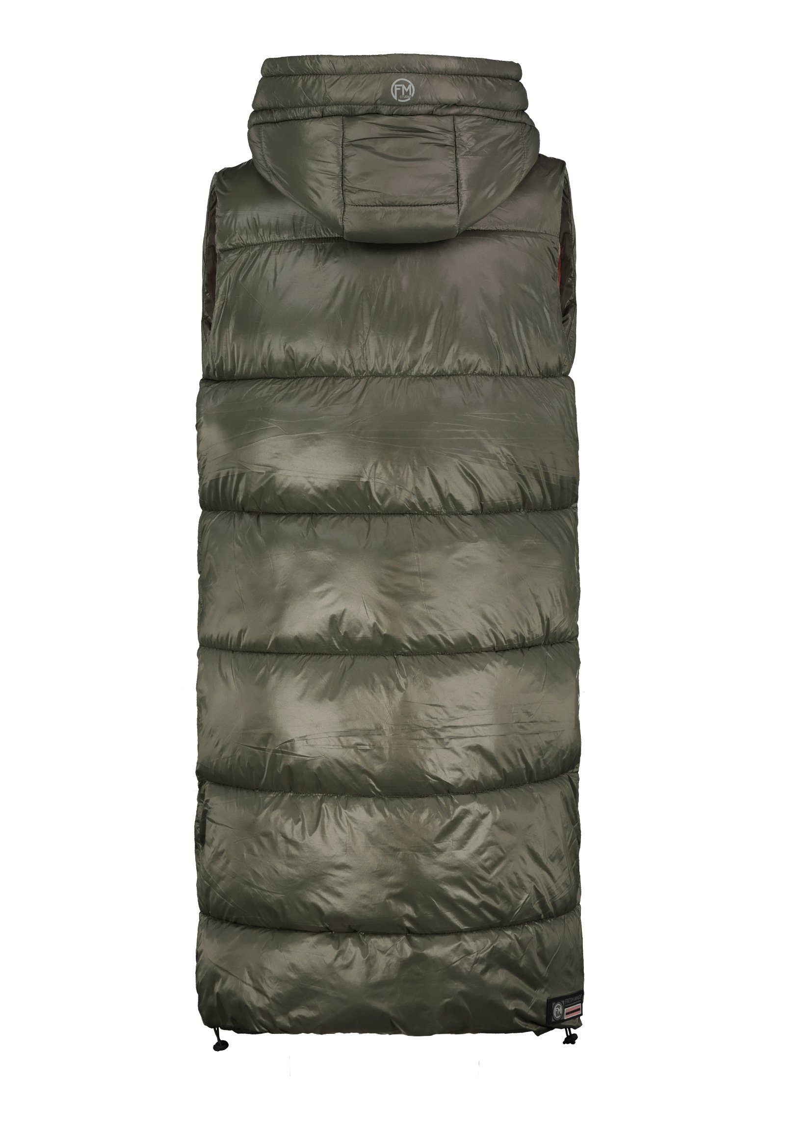 Fresh Made Steppweste Lange Stepp weste Kapuze Übergangs Herbst Frühlings Weste Windbreaker