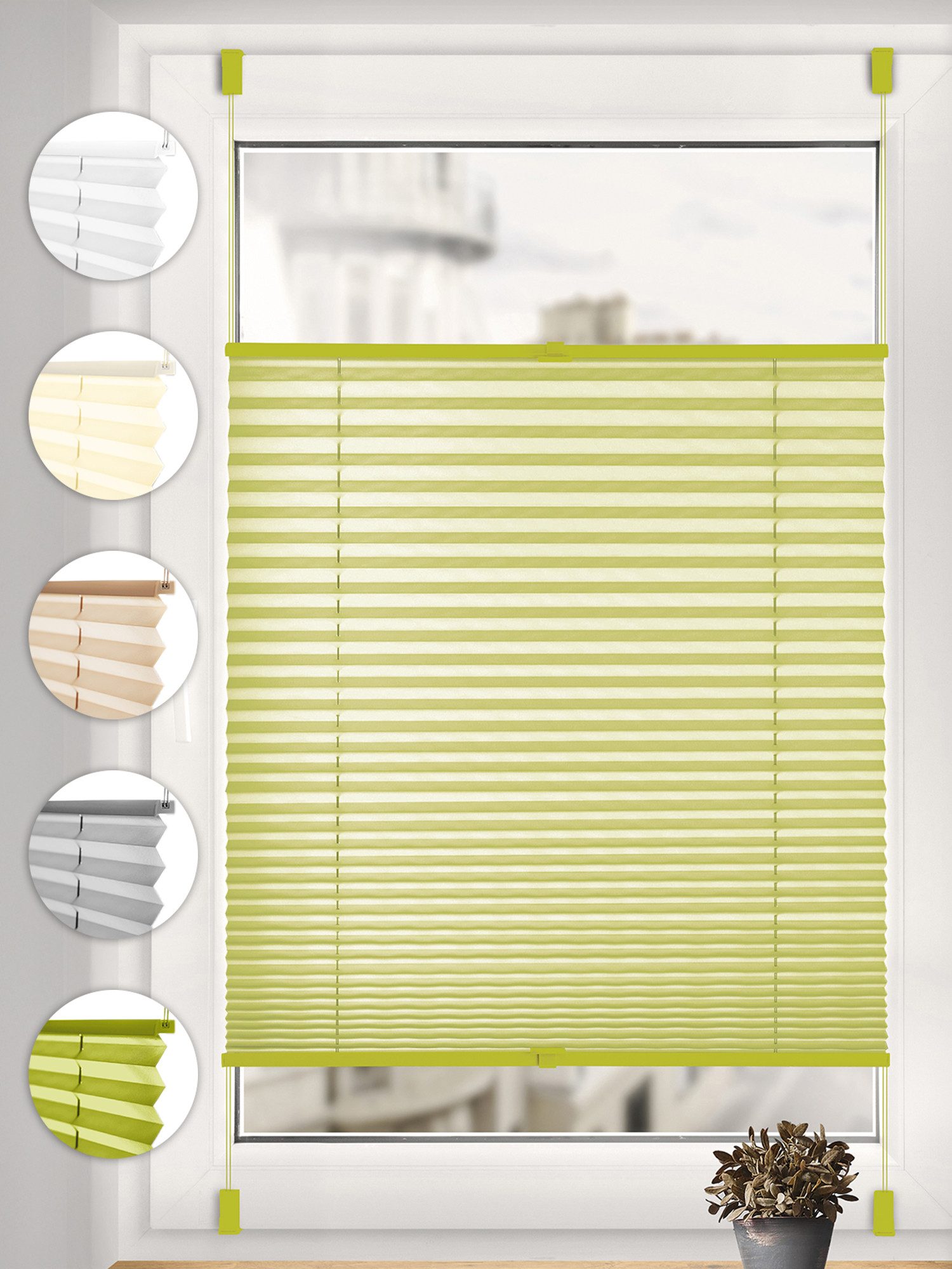 Sonello Plissee ohne Bohren Rollo Klemmfix für Fenster & Tür Lichtschutz, blickdicht, ohne Bohren, verspannt, Klemmfix, 30cm x 100cm Olivgrün Faltrollo, Easyfix, Sonnenschutzrollo, Jalousie