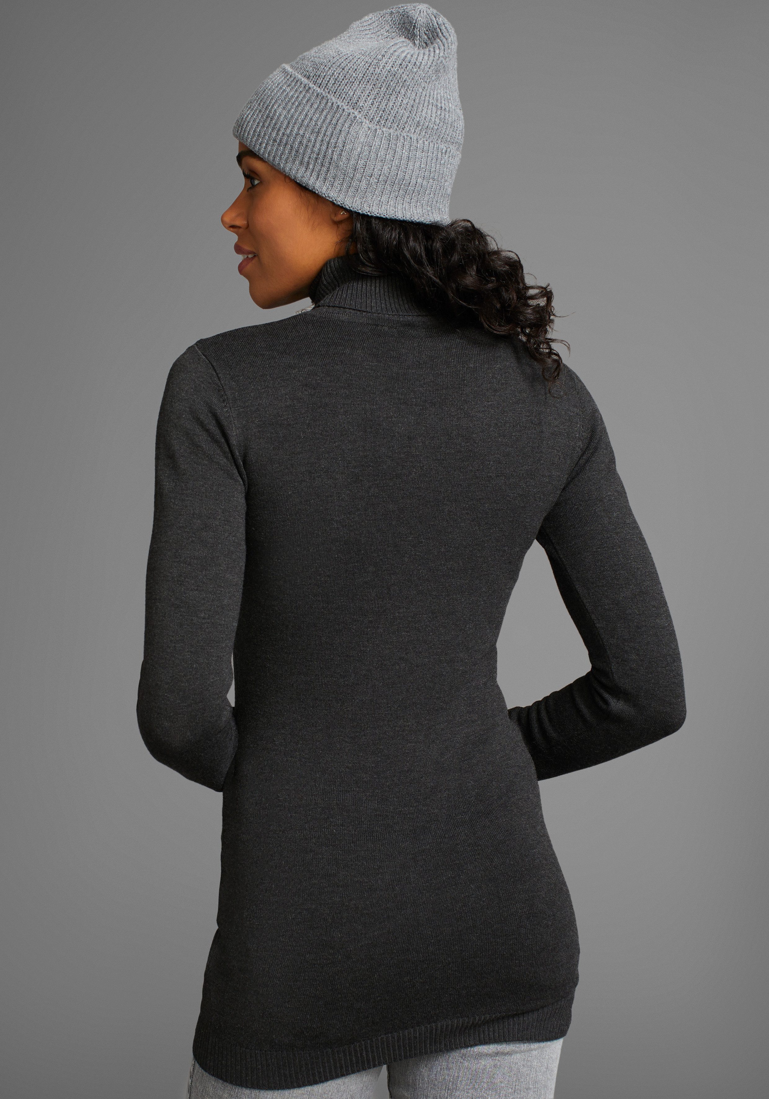 Laura Scott Rollkragenpullover in figurbetonter Longform günstig online kaufen