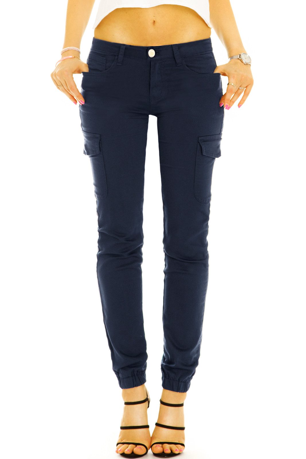 be styled Cargohose Low waist Cargohose im stretchigen Slim Fit Look - Damen - j37p in Unifarben