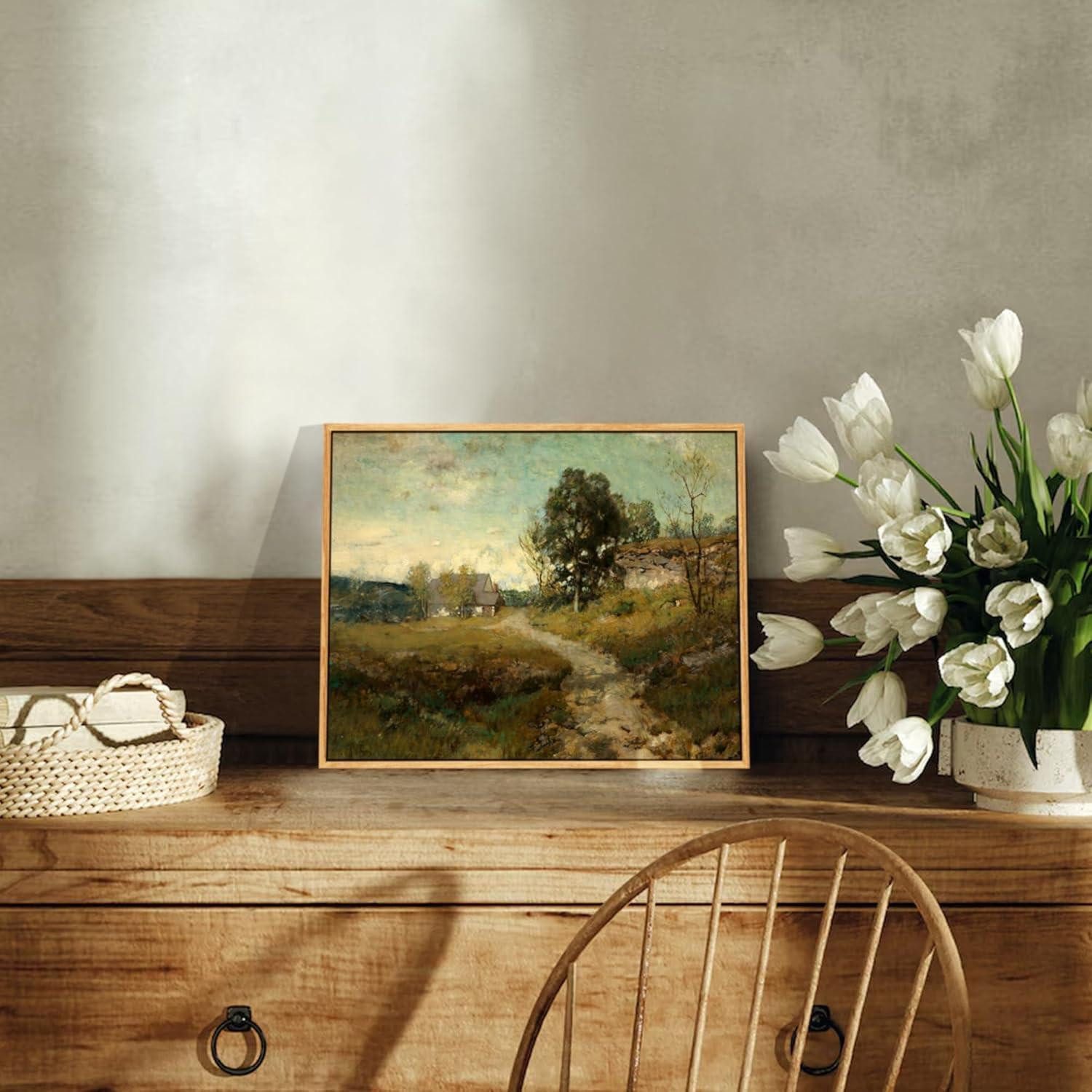 LuxusKollektion Leinwandbild Leinwandbild Vintage Holz Rahmen Straße-Rahmen Holz 25L x 20B cm – Bild 2 von 5