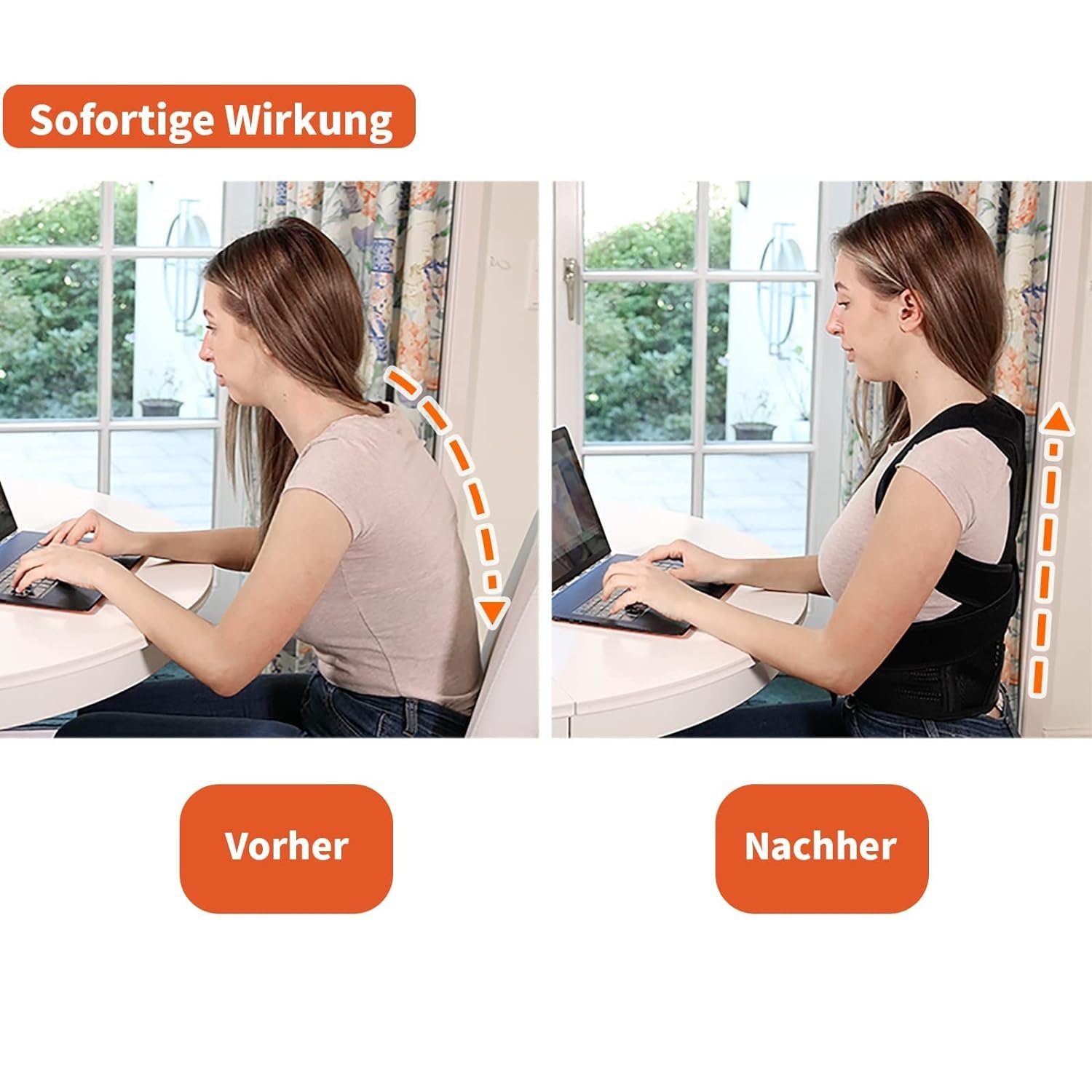 DH FitLife Rückenbandage Haltungskorrektur, Rücken Geradehalter mit Taille (Haltungstrainer, Rückentrainer, Rücken & Schultergurt, Rückenstütze, Posture Corrector)