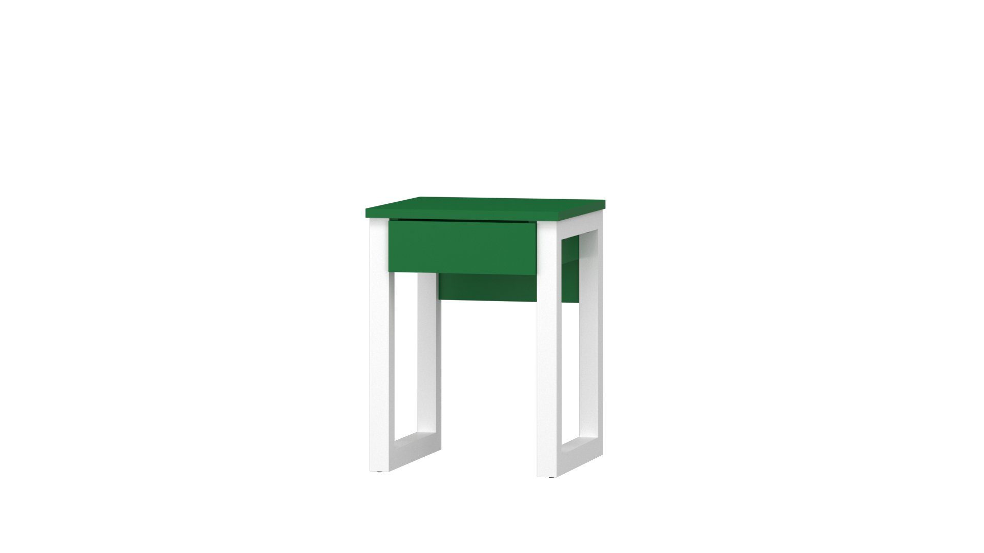 Siblo Nachttisch Moderner Nachttisch Lucia C mit Schublade Weiß/Grün