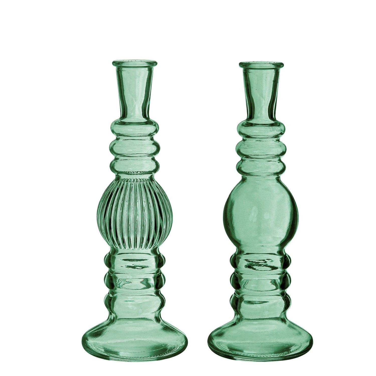 NaDeco Dekovase Glasvase "Florence" in Grün, 2er Set, Größe h.23 Ø8.5 cm