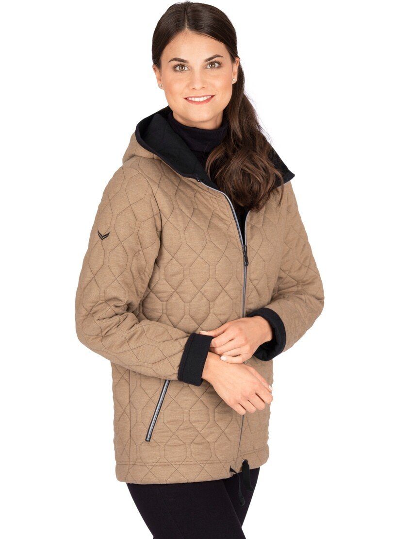 Steppjacke TRIGEMA Sweatjacke mit aus nougat-melange Trigema Sweat-Qualität Kapuze