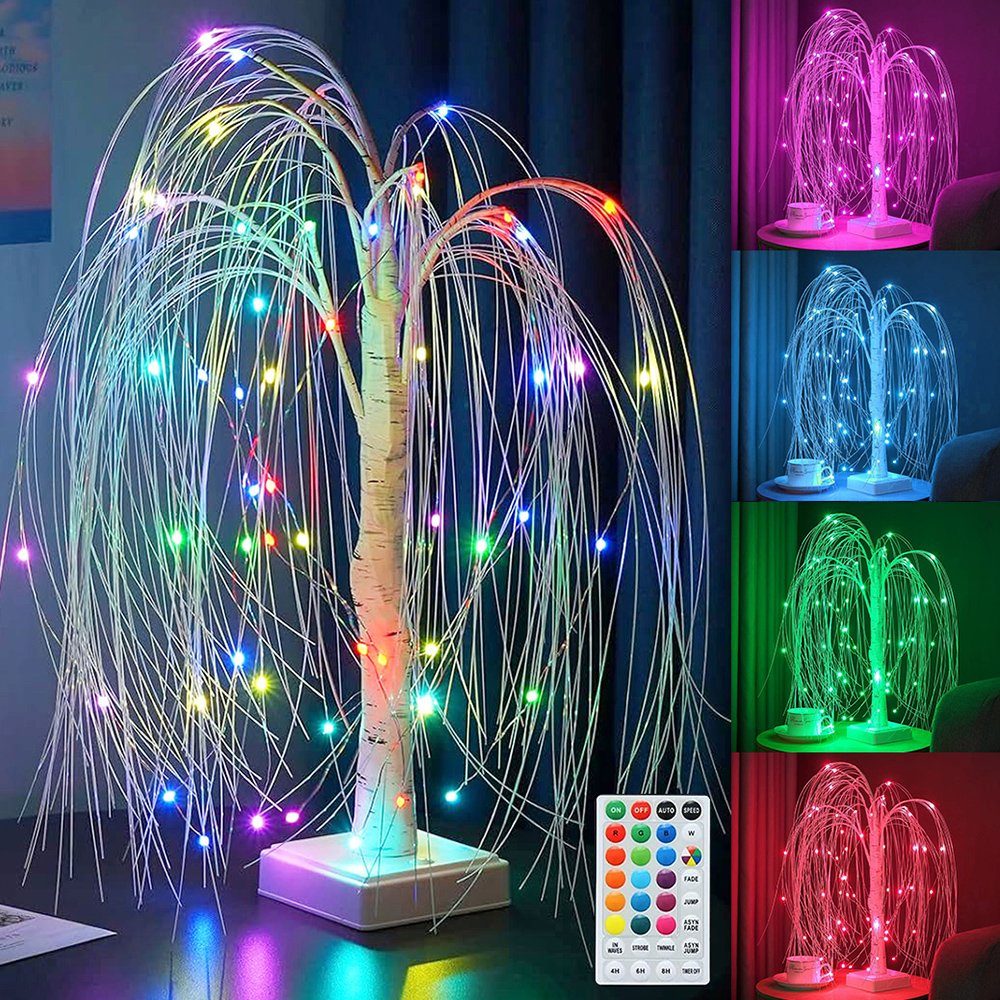 Weihnachten, Einzelfarben Rose/Weidenbaum, 2 Rosnek Baum Multicolors), für USB/Batterie, RGBW(16 Fernbedienung, Valentinstag Deko + LED Hochzeit wasserdicht, RGB, Schlafzimmer