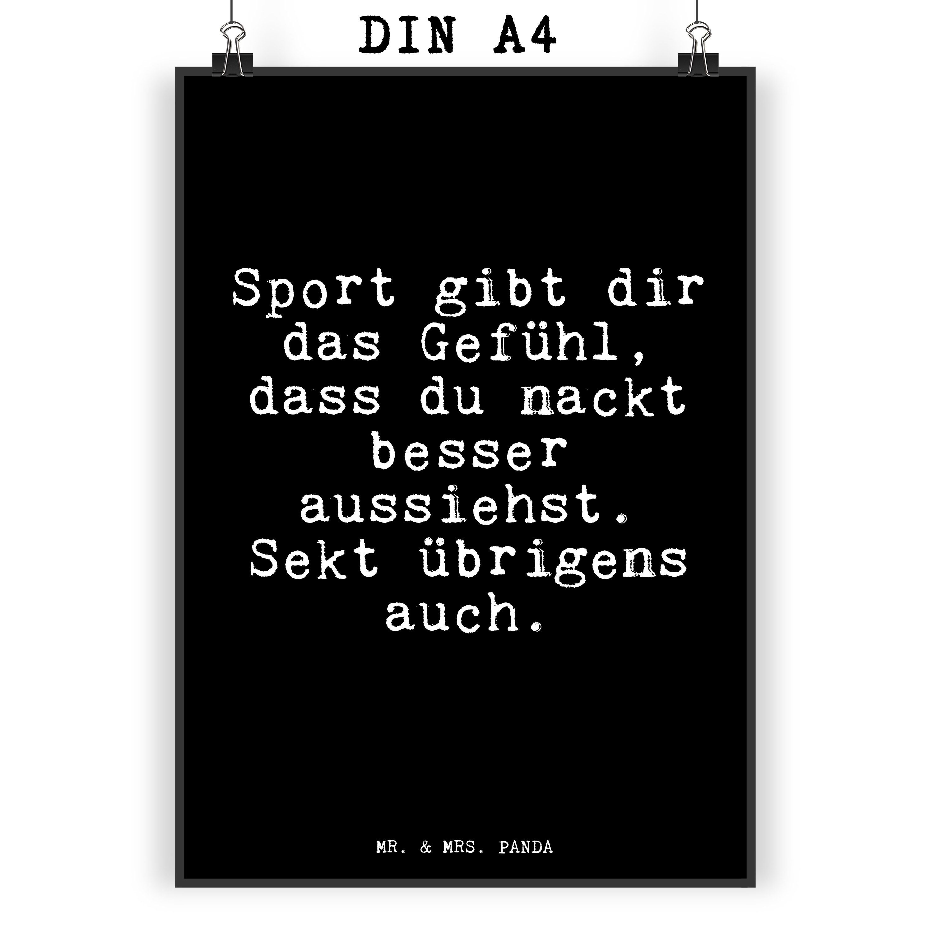 Mr. & Mrs. Panda Poster DIN A4 Sport gibt dir das... - Schwarz - Geschenk, hübsch, Raumdekora, Fun Talk (1 St)