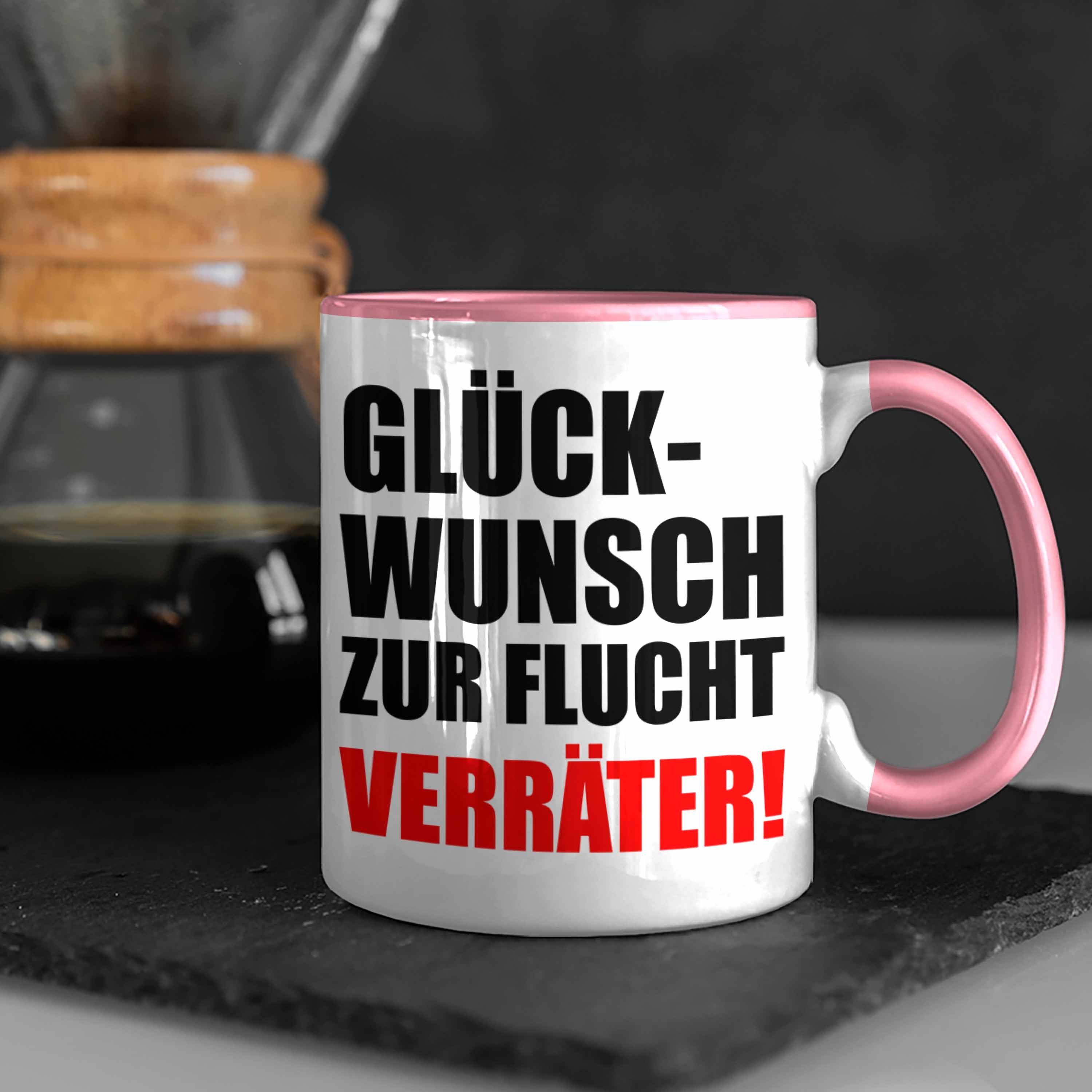 Trendation Tasse Zur Kollegin Rosa Jobwechsel Sprüche - Trendation Lustig Glückwunsch Flucht Kaffeetasse Abschiedsgeschenk Geschenk Kollege