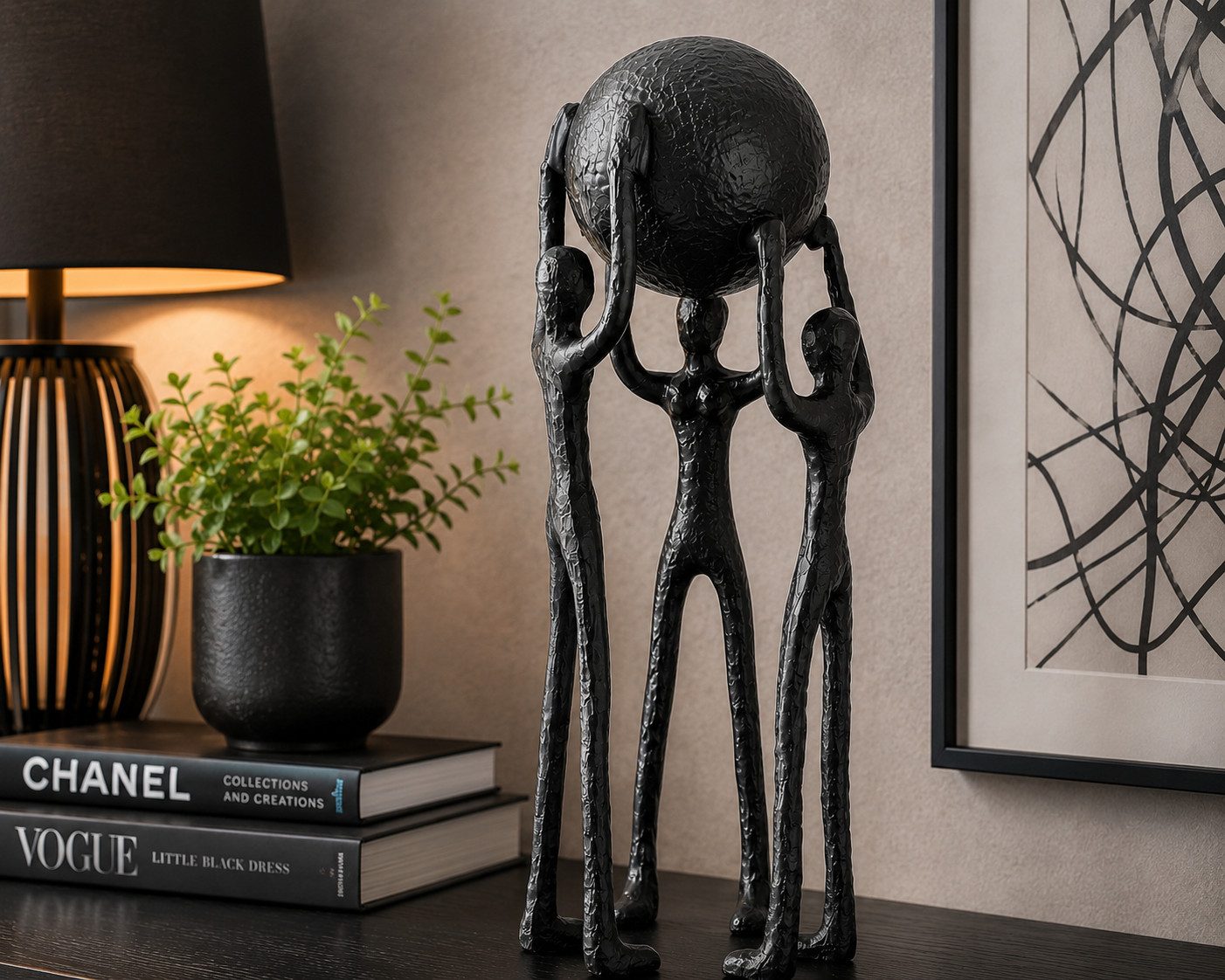 MF Skulptur Skulptur Trio Elevo Aluminium Figuren mit Kugel Dekoobjekt (1 St)