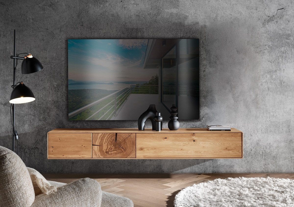 Main Möbel TV-Schrank TV Board zum hängen 220cm "Belfast" Wildeiche massiv