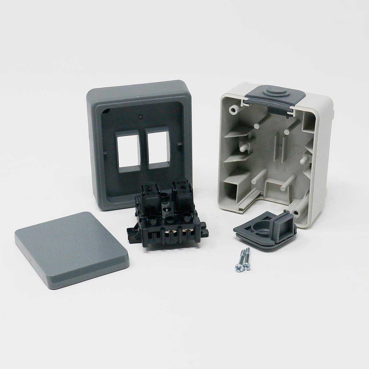 McPower Aufputz-Steckdose Feuchtraum Set "SECURE Werkstatt", grau, IP44